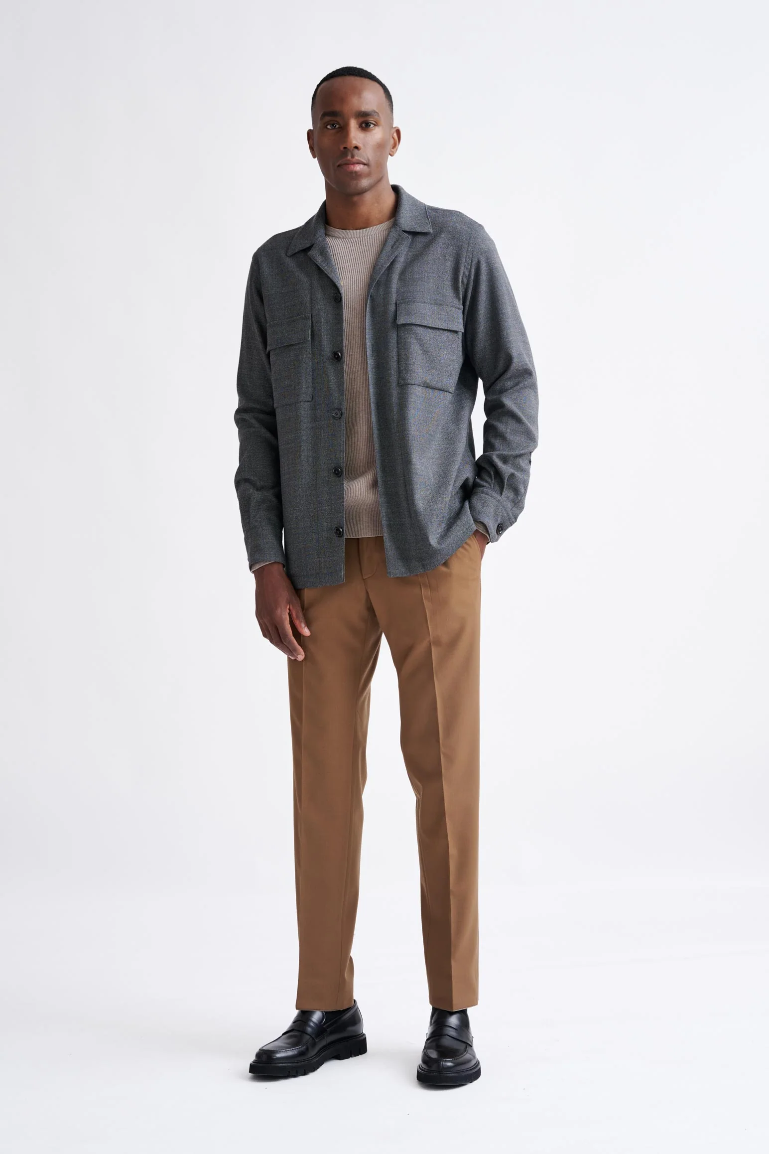 Grey Wool Plymouth Overshirt Connect - Image 2