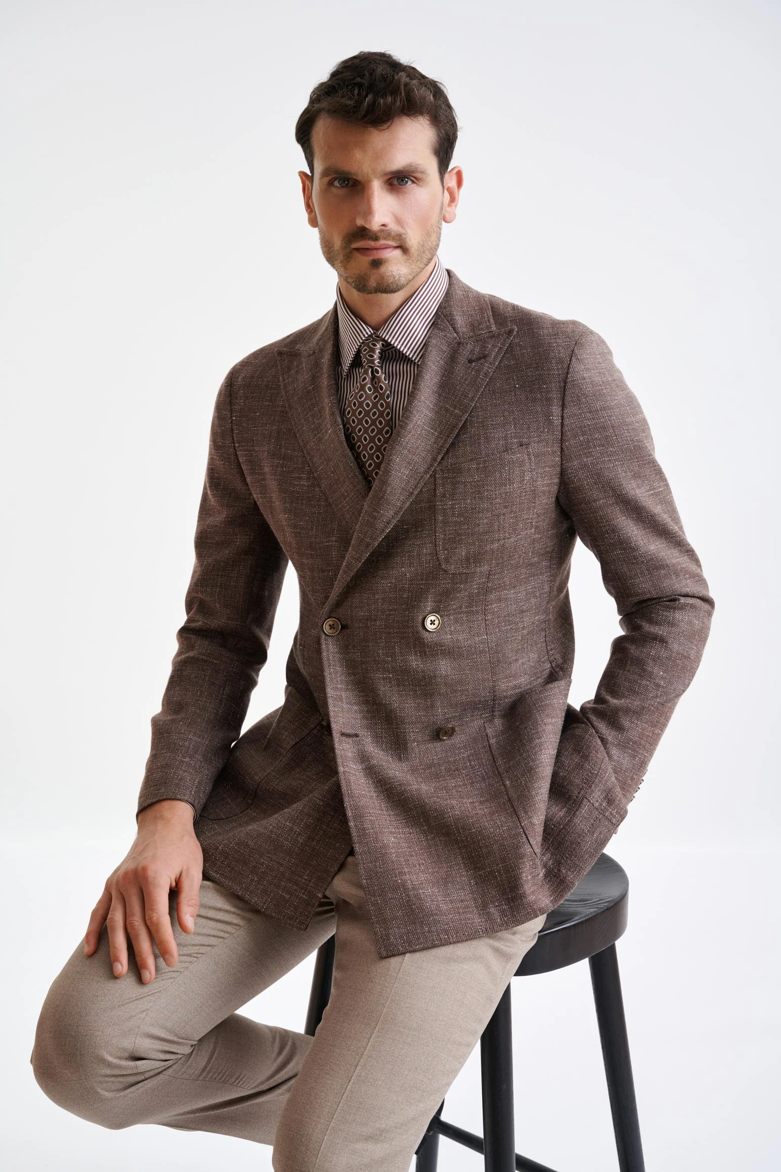 Brown Wool & Silk Kenton Jacket Amalfi Trend - Image 6