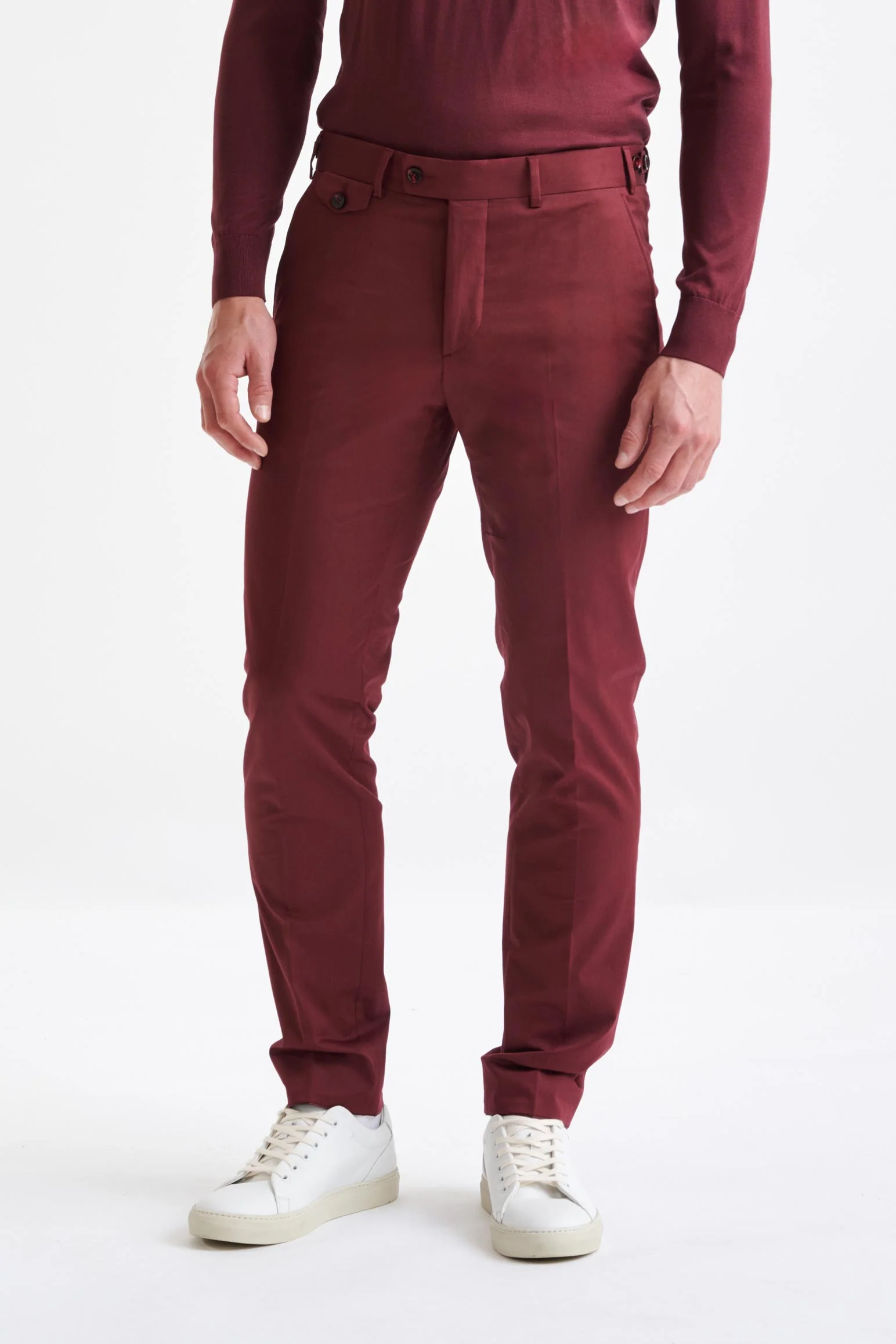 Burgundy Cotton Gibbet Trousers Cashmere Cotton