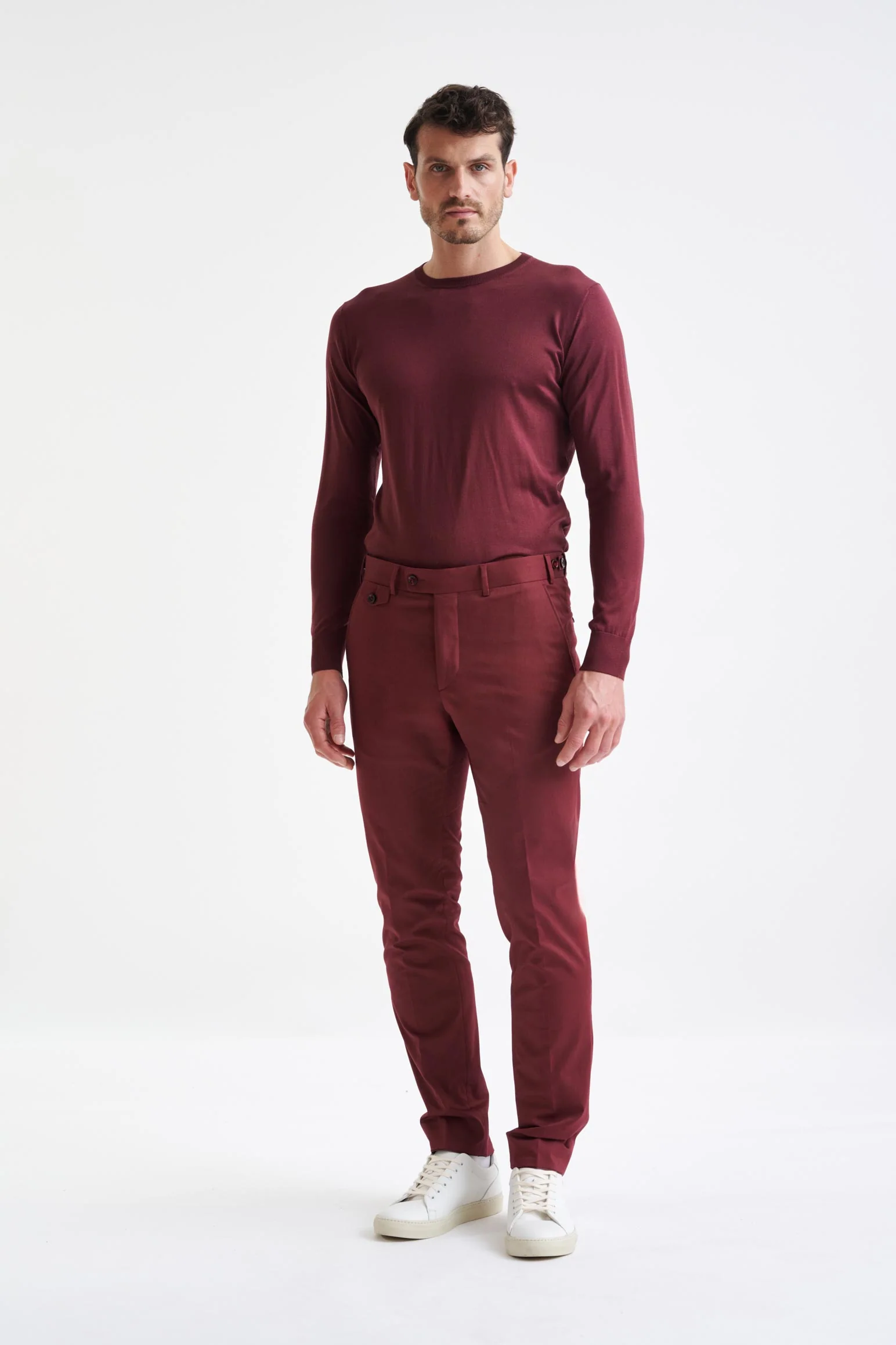 Burgundy Cotton Gibbet Trousers Cashmere Cotton - Image 2