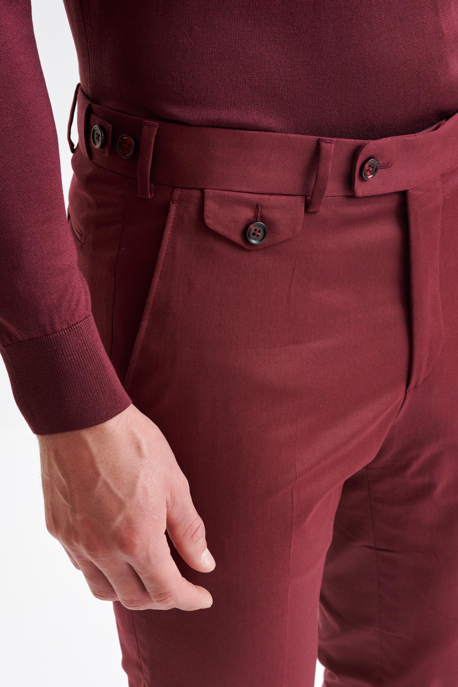 Burgundy Cotton Gibbet Trousers Cashmere Cotton - Image 3