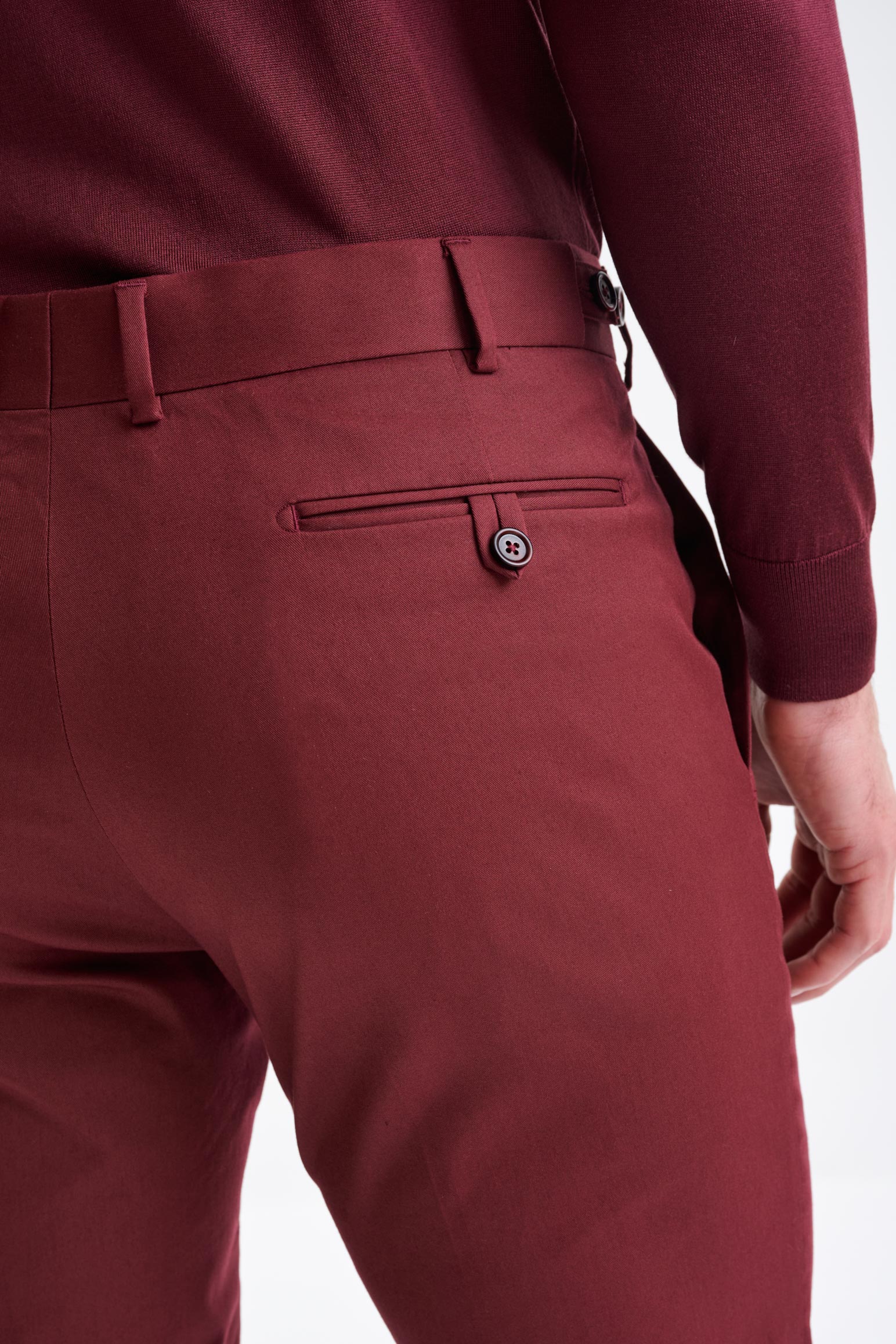 Burgundy Cotton Gibbet Trousers Cashmere Cotton - Image 4