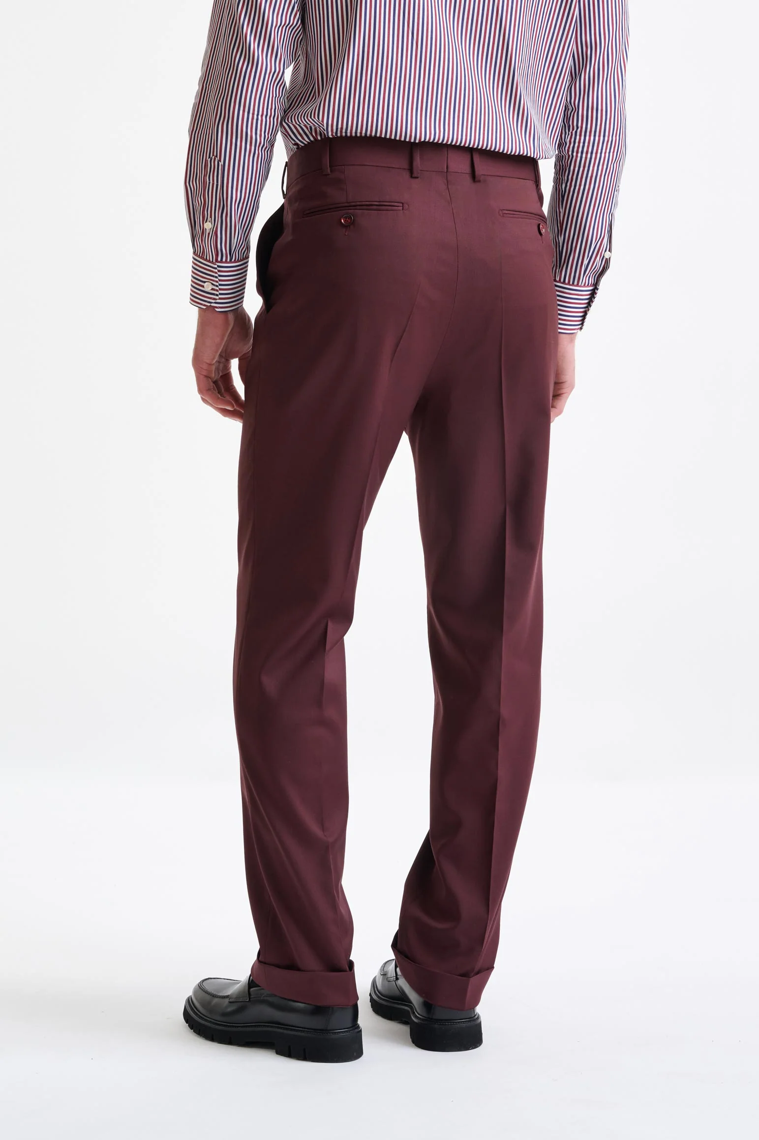Burgundy Super 100's Wool Farley Trousers New Deluxe - Image 5