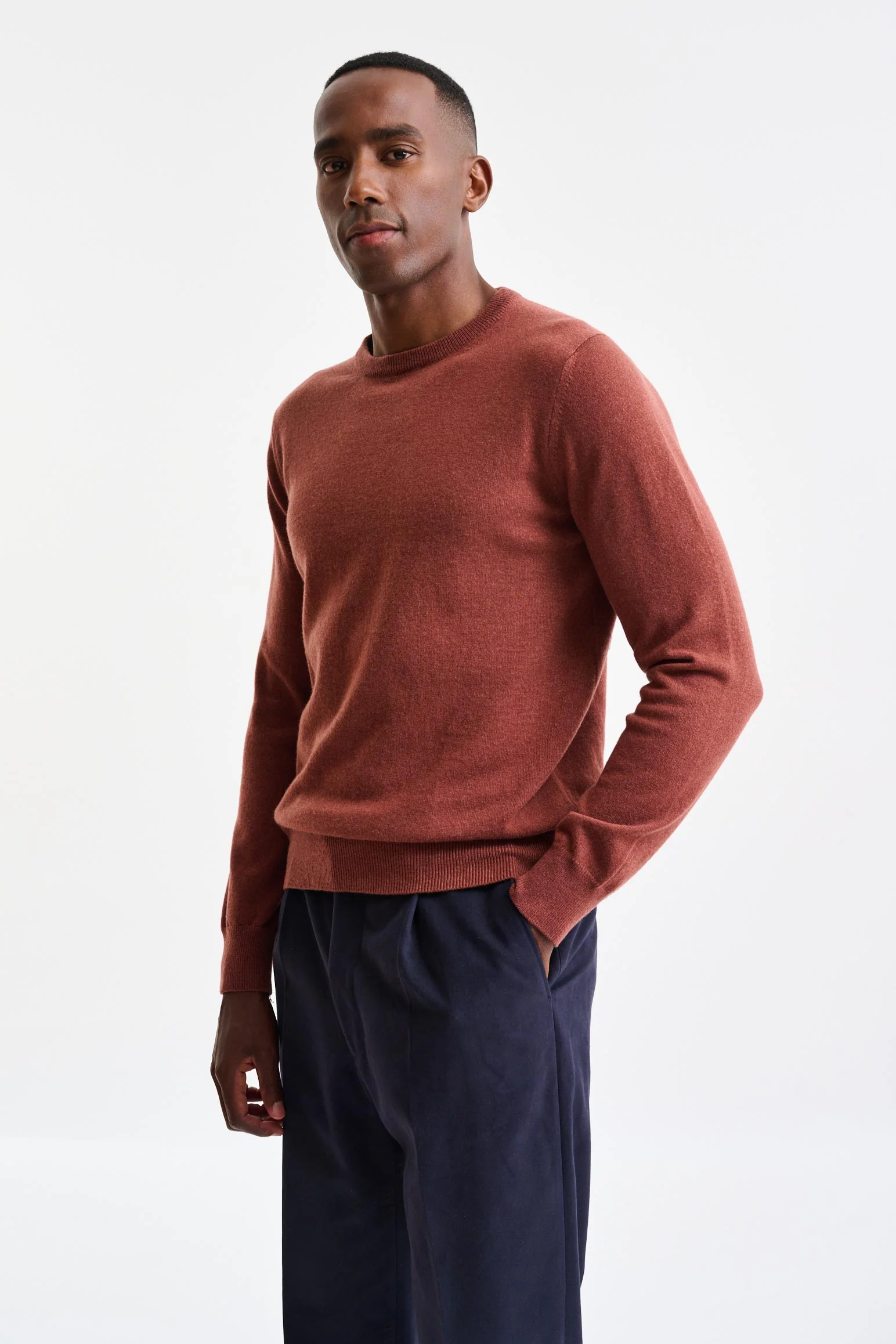 Burnt Henna Cashmere Contin Crewneck Knitwear