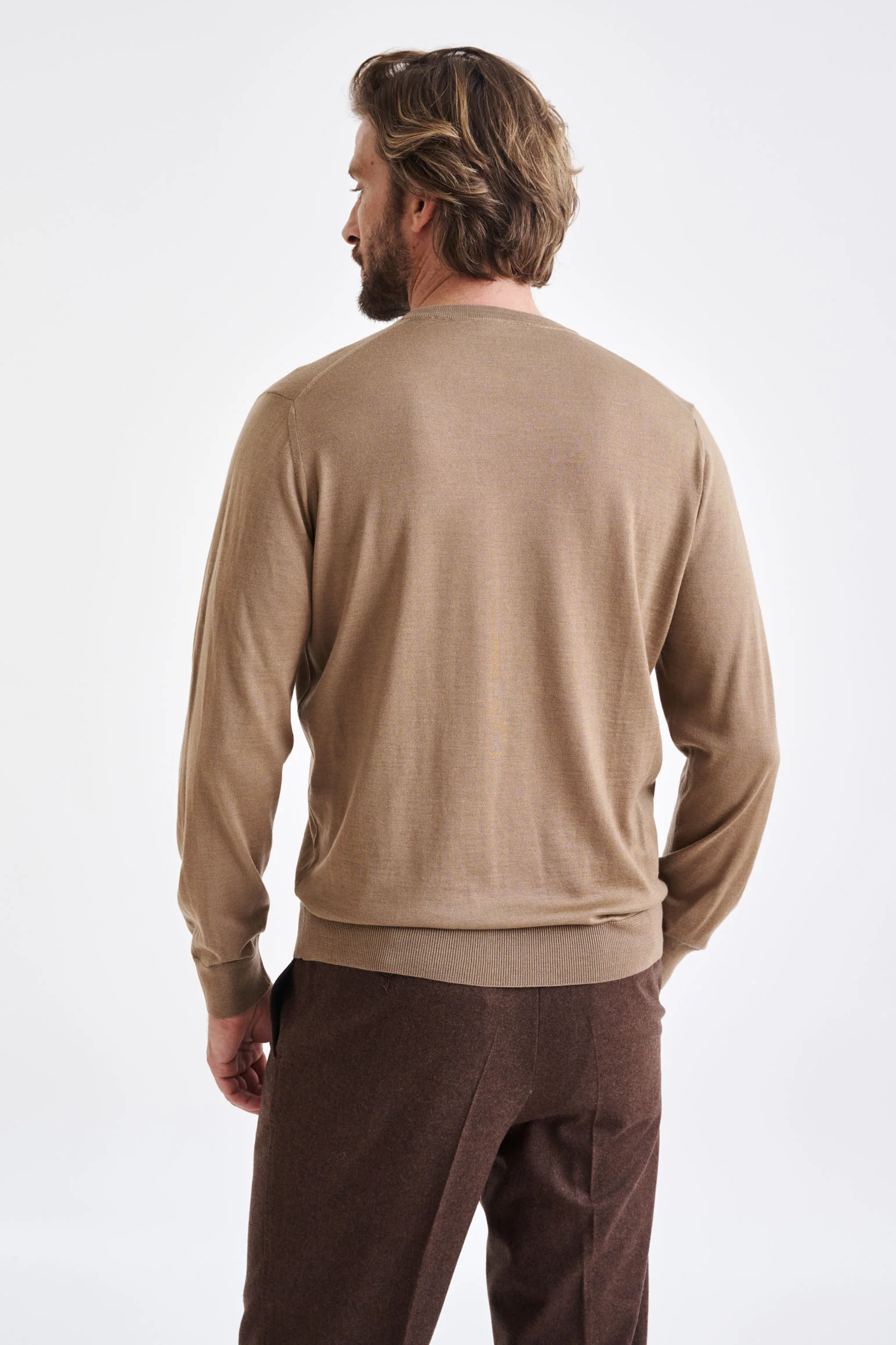 Camel Cashmere Merino Silk Blend Crewe Sweater - Image 4