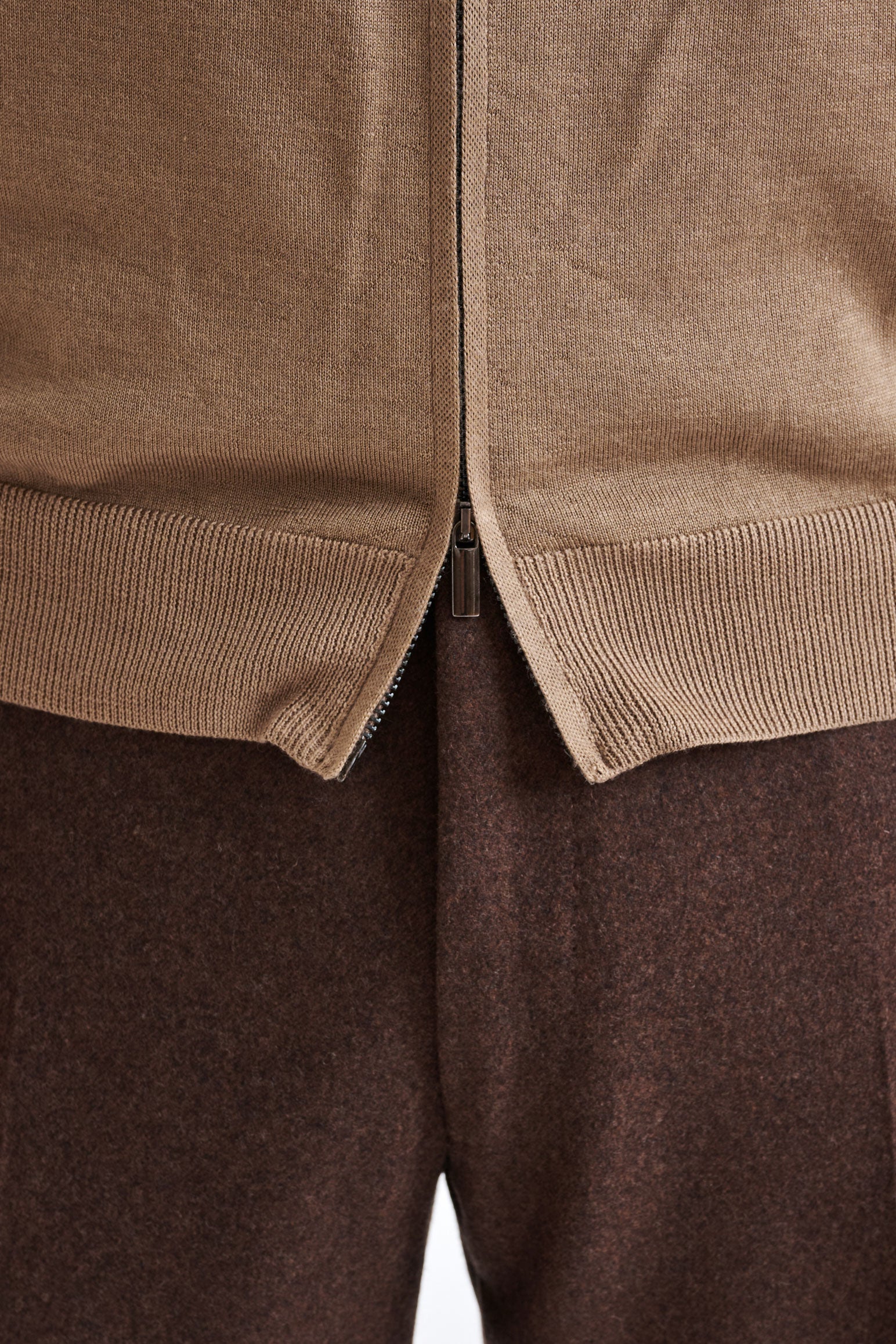 Camel Cashmere Merino Silk Blend Goole Zipped Hoodie Knit - Image 5