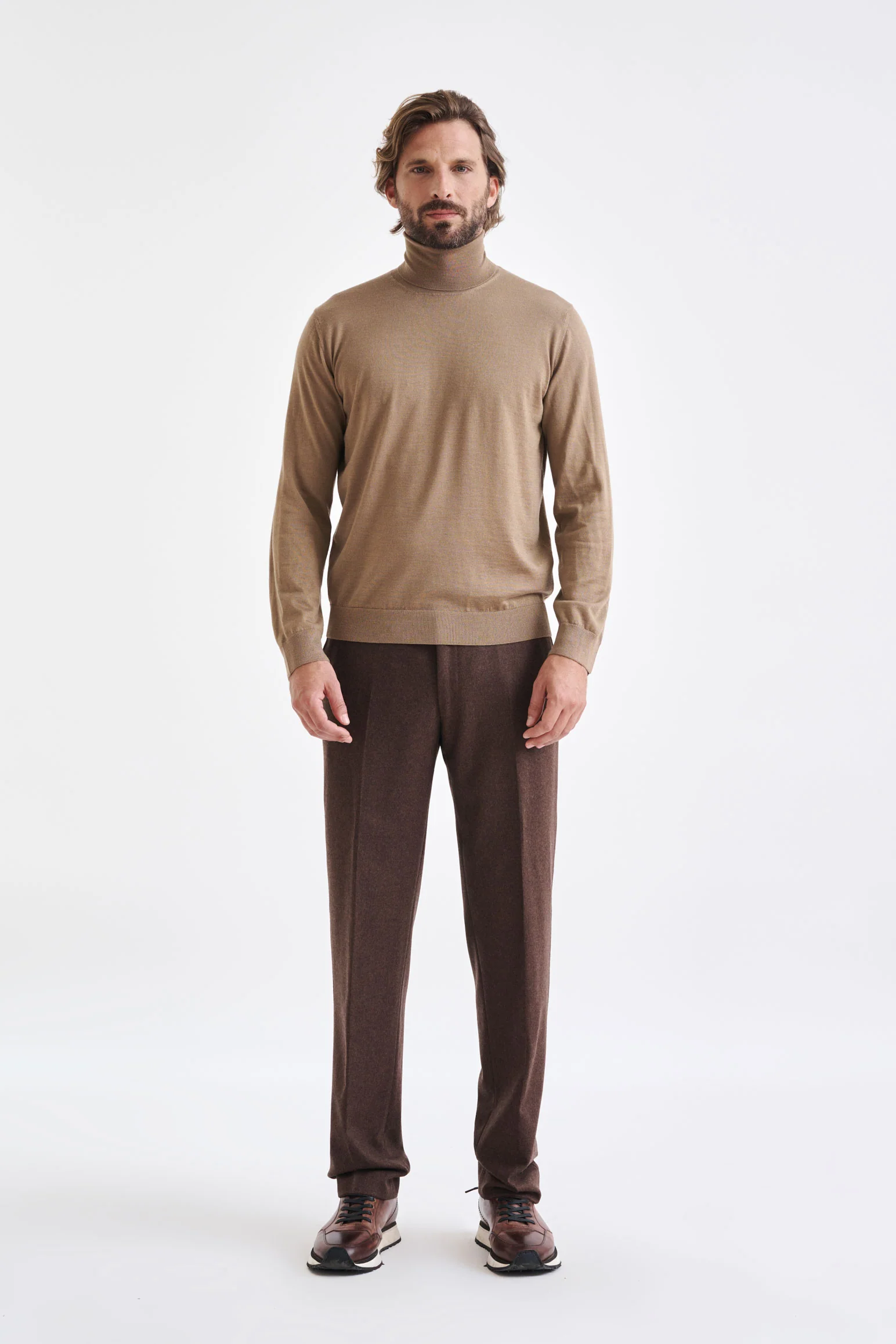 Camel Cashmere Merino Silk Blend Telford Turtleneck Sweater - Image 2