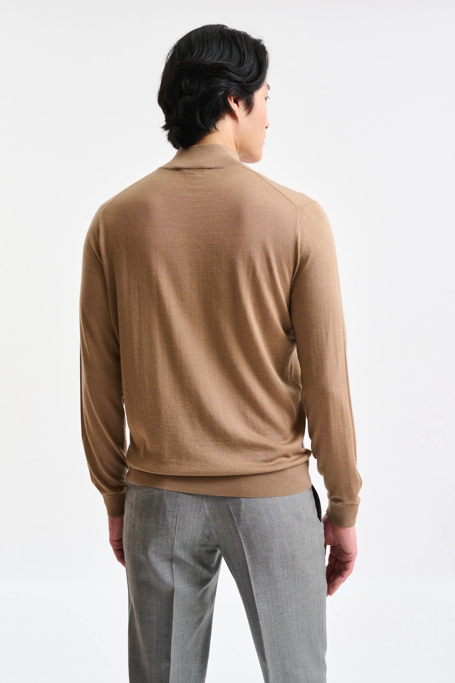 Camel Cashmere & Merino Silk Ramsey High Crew Knitwear - Image 4