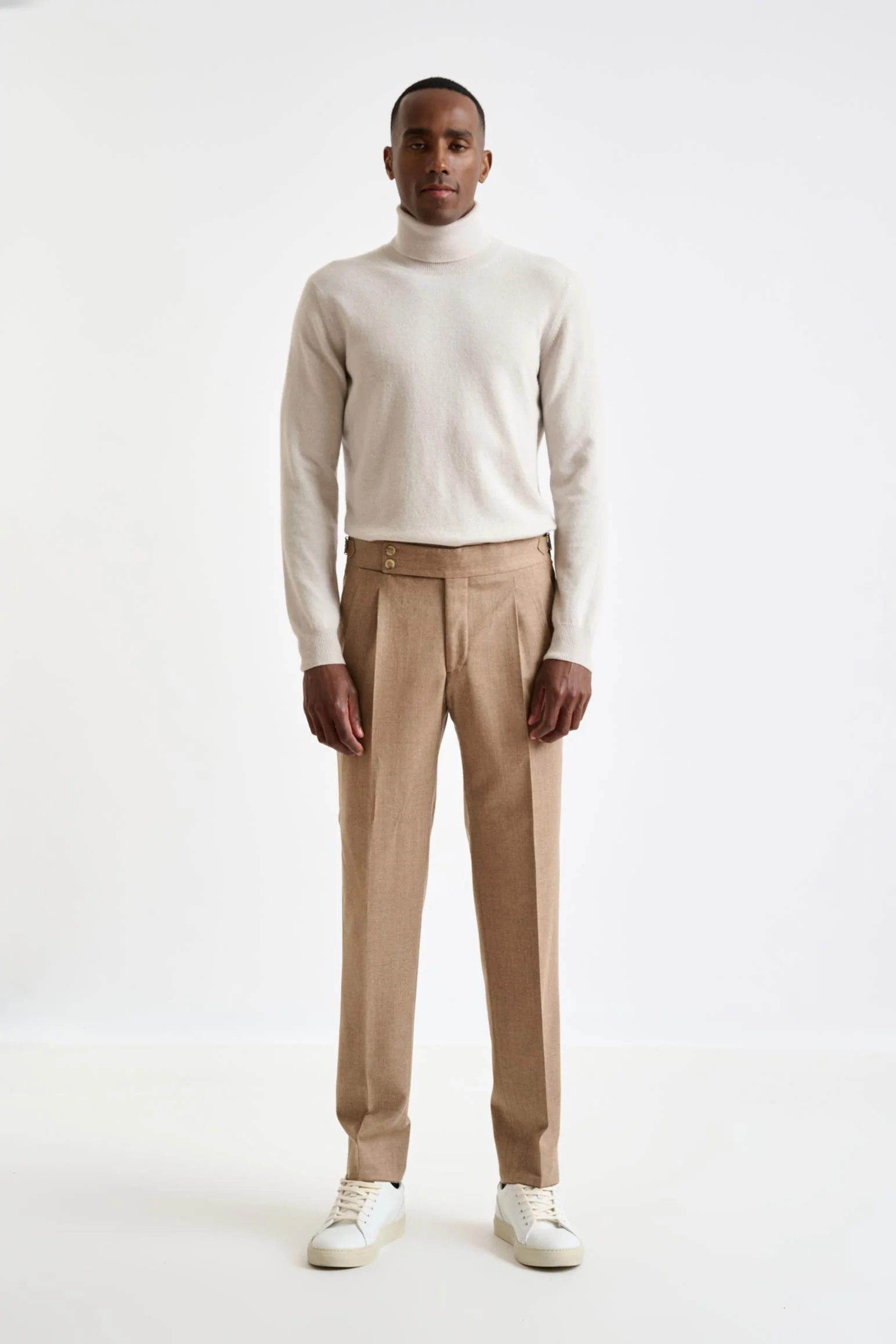 Camel Super 100's Wool Farley Trouser Flannel Saxony - Image 3