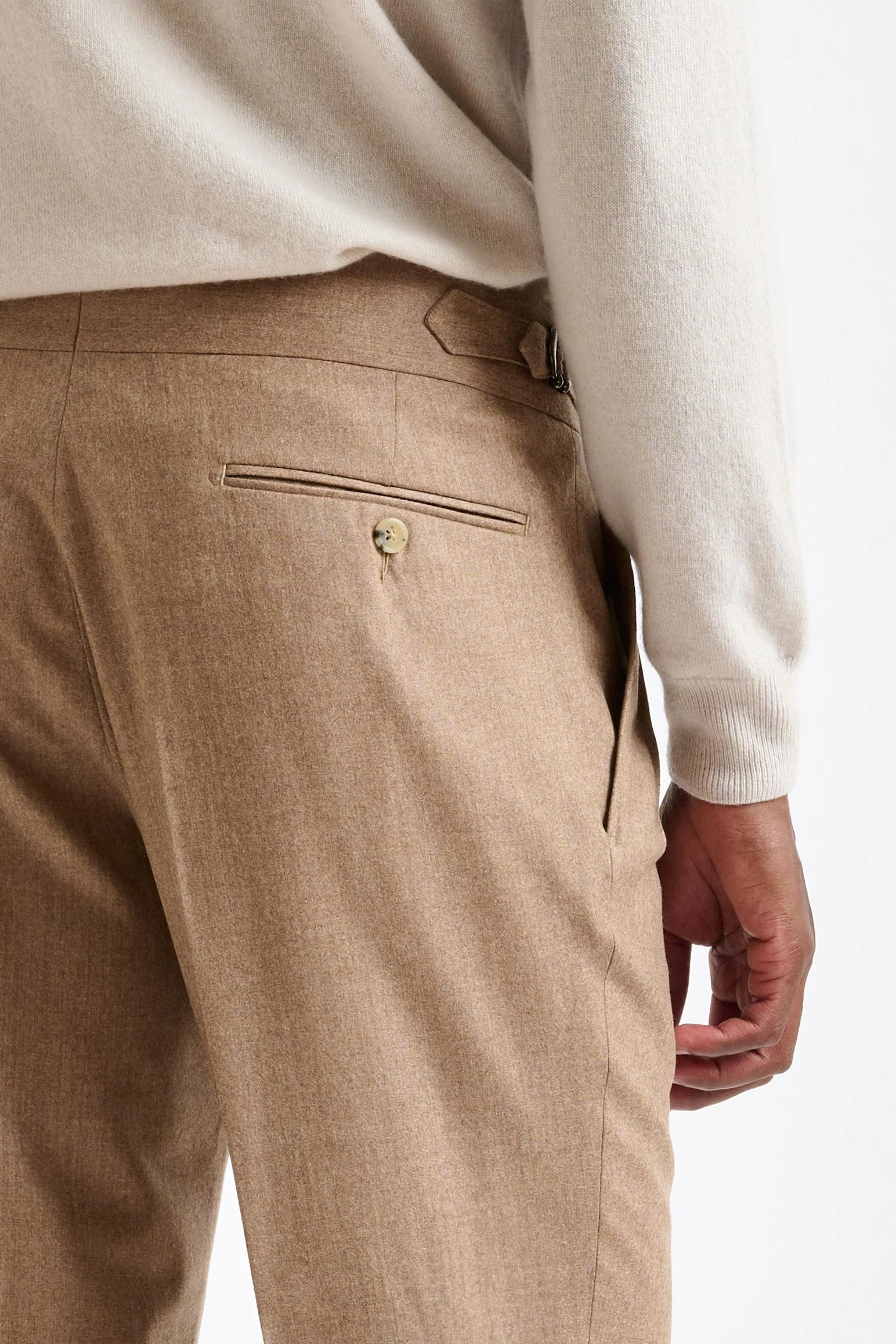 Camel Super 100's Wool Farley Trouser Flannel Saxony - Image 5