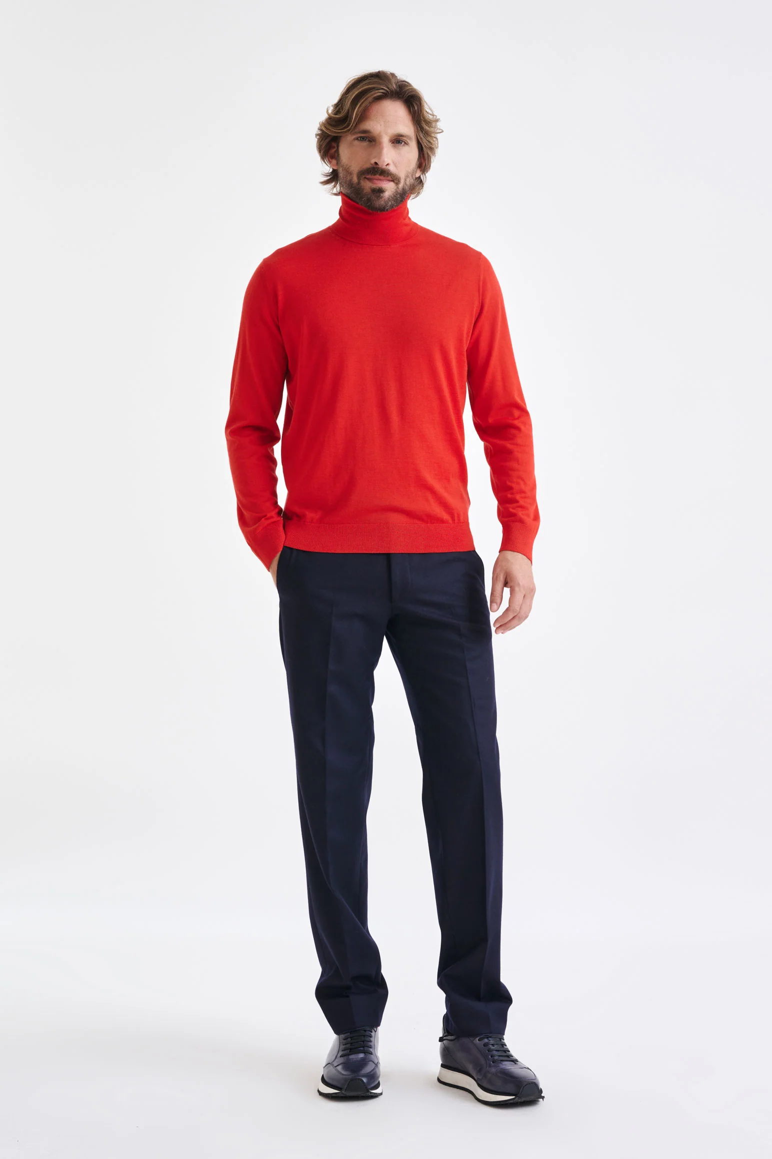 Carmine Cashmere Merino Silk Blend Telford Turtleneck Sweater - Image 2