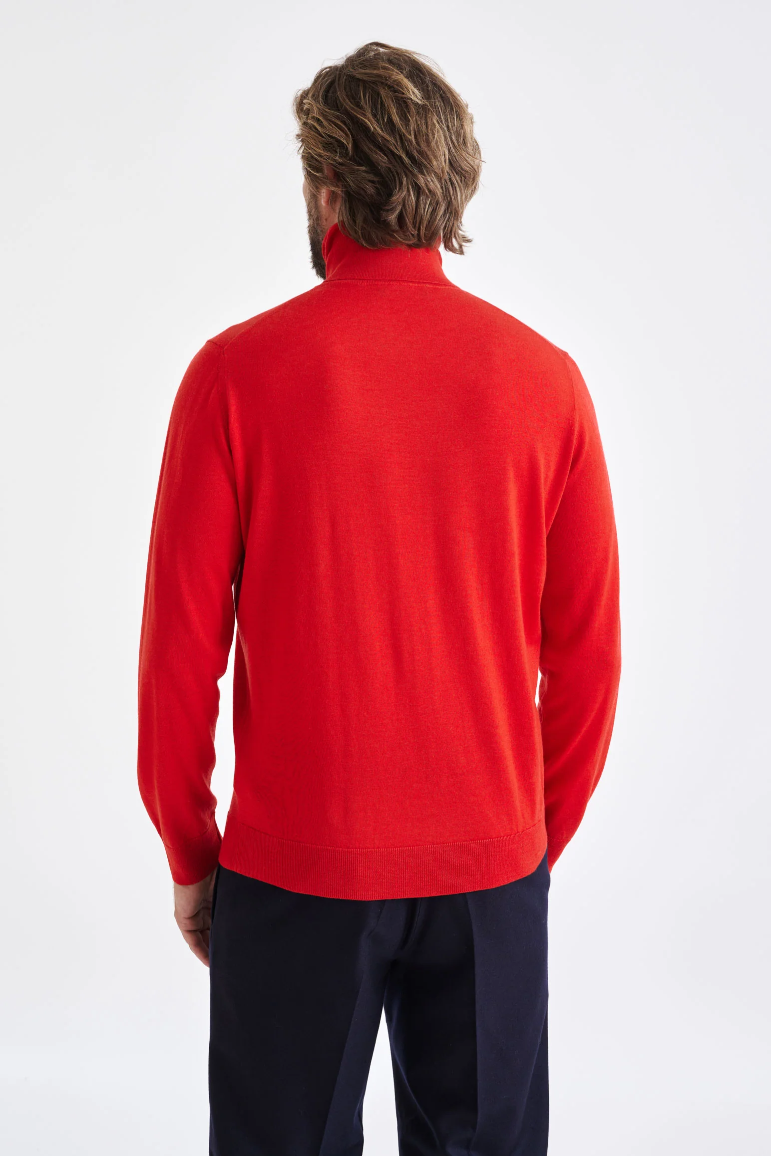 Carmine Cashmere Merino Silk Blend Telford Turtleneck Sweater - Image 3