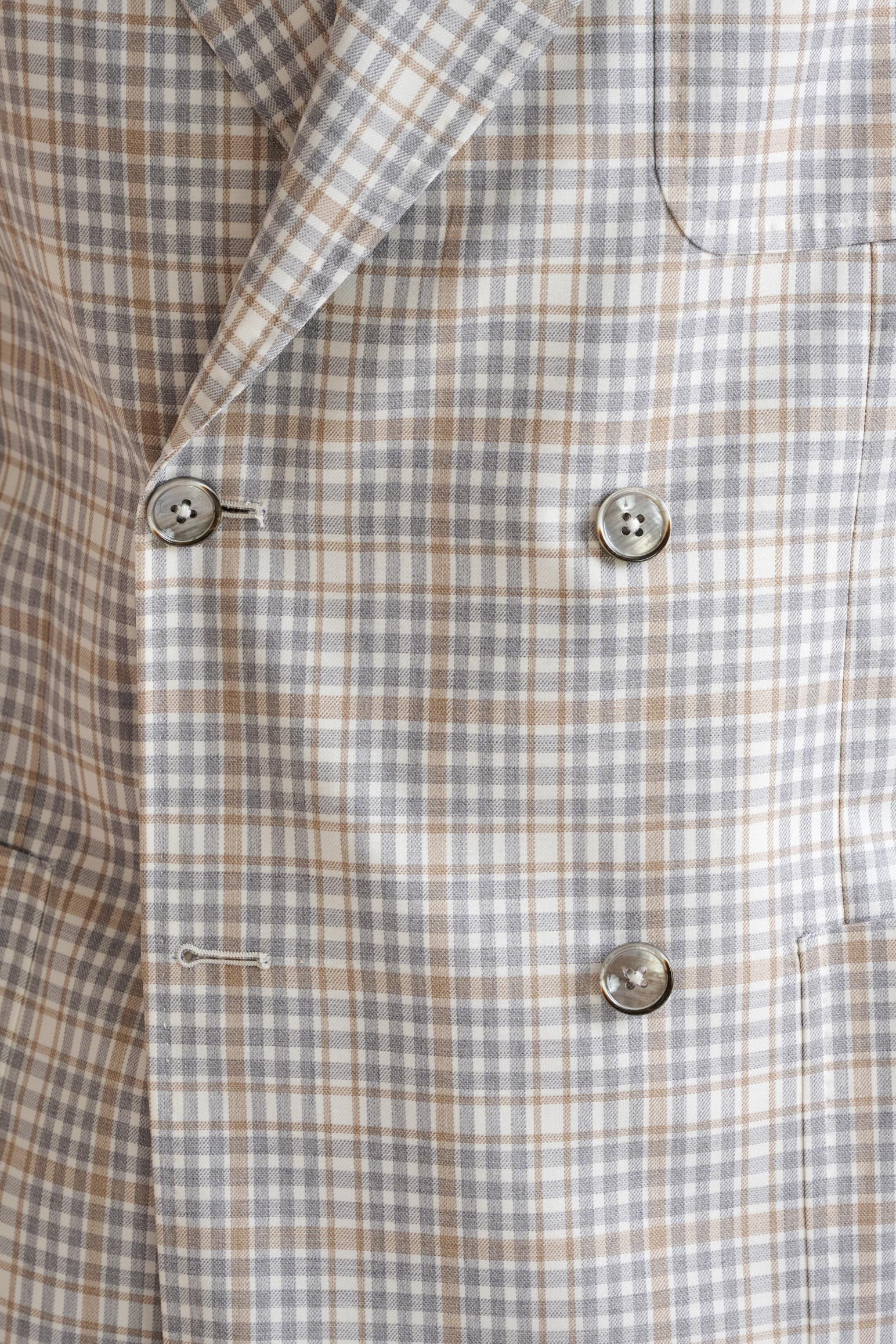 Beige Check Super 130's Wool Kenton Jacket Mosaic - Image 3