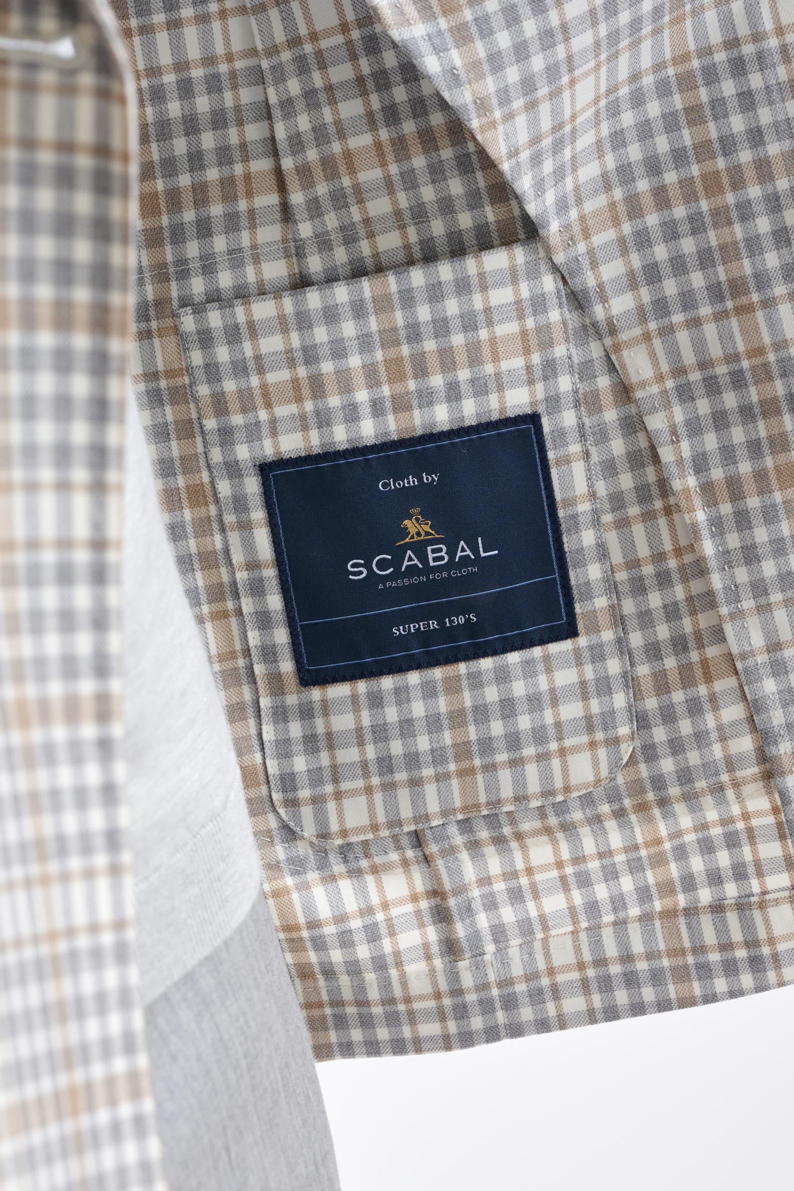Beige Check Super 130's Wool Kenton Jacket Mosaic - Image 4
