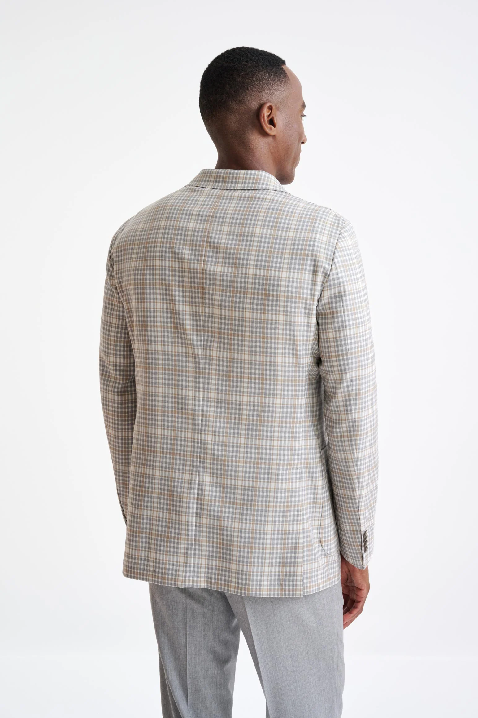 Beige Check Super 130's Wool Kenton Jacket Mosaic - Image 7
