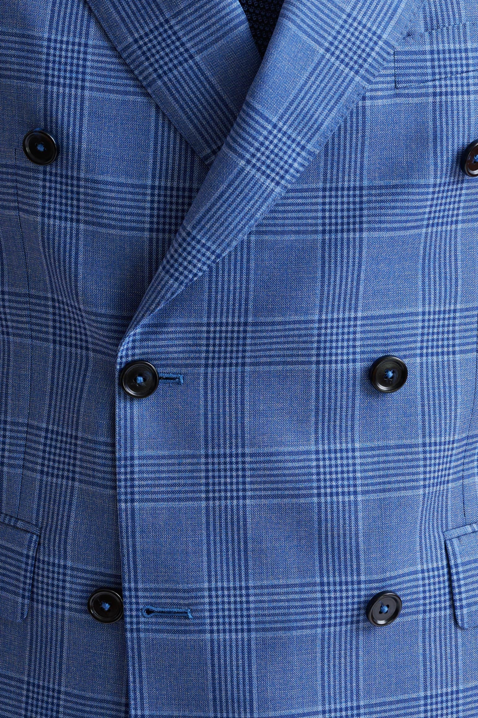 Blue Check Super 130's Wool Soho Suit Mosaic - Image 3