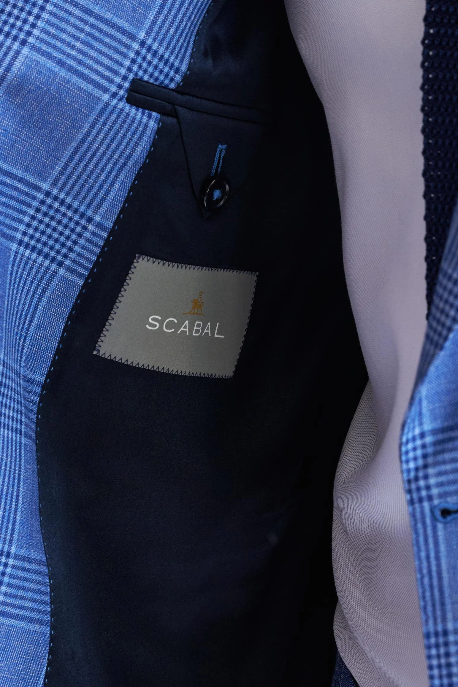Blue Check Super 130's Wool Soho Suit Mosaic - Image 5