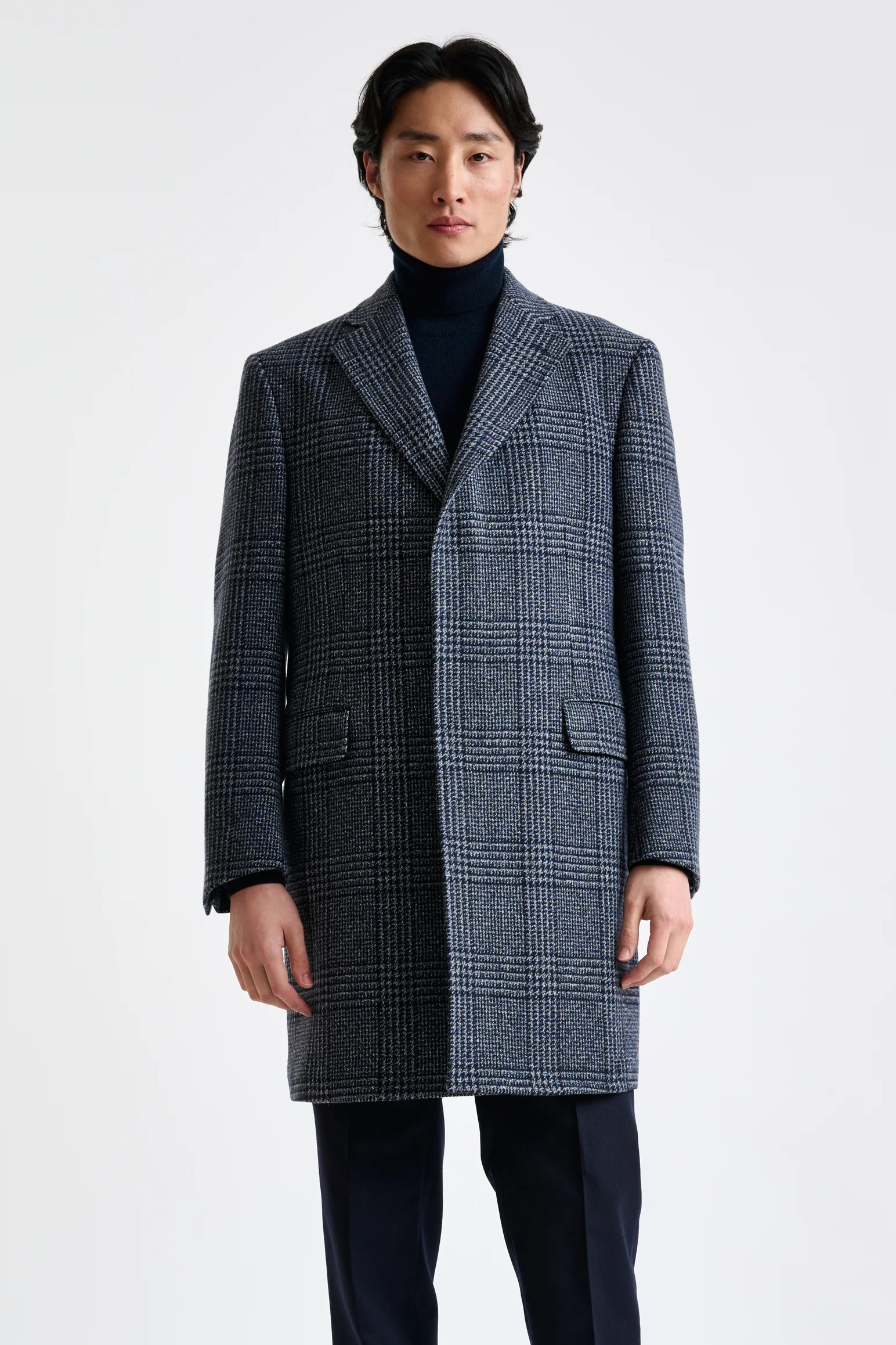 Blue Check Wool Lincoln Overcoat Zeus