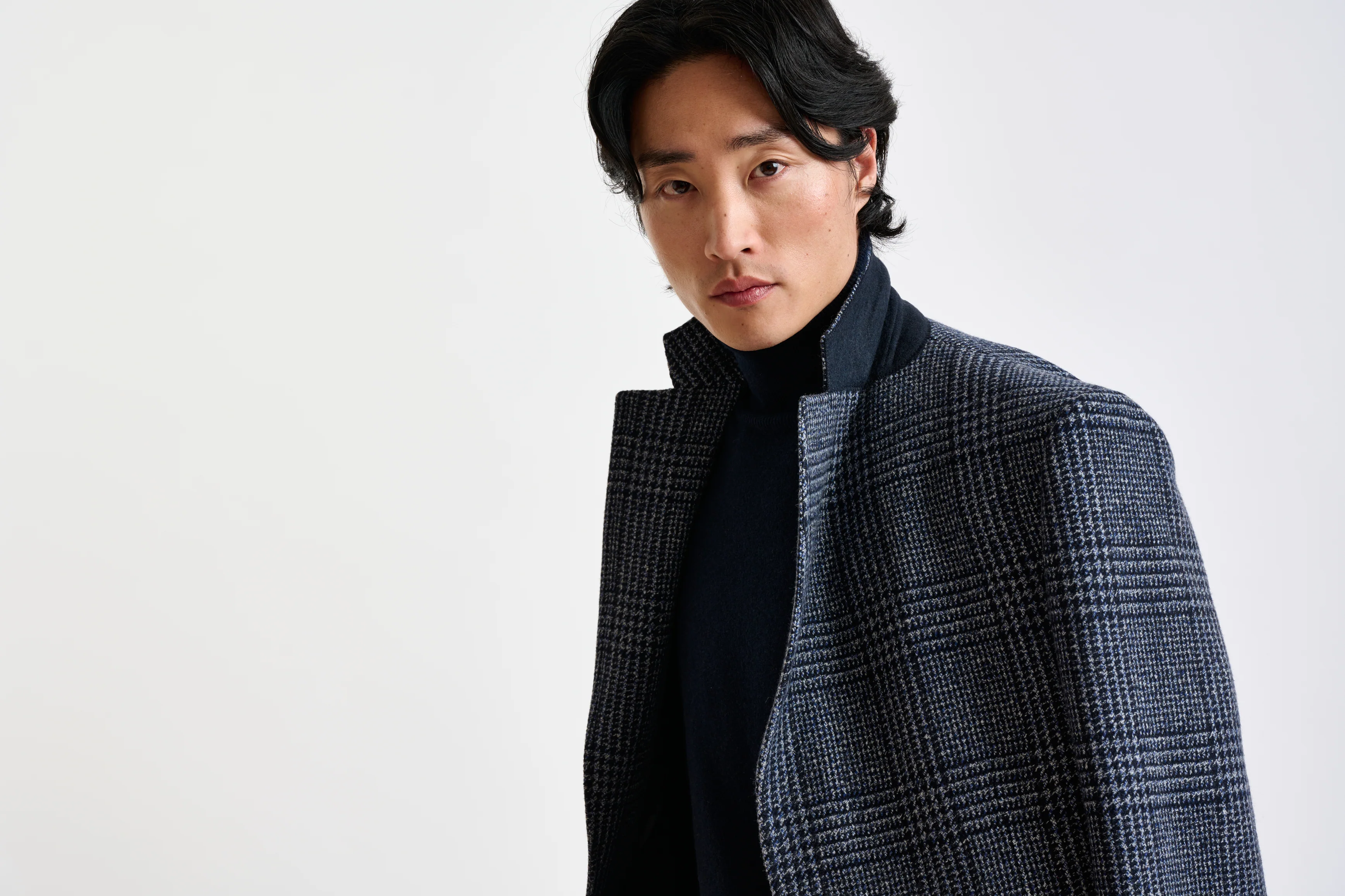 Blue Check Wool Lincoln Overcoat Zeus - Image 11