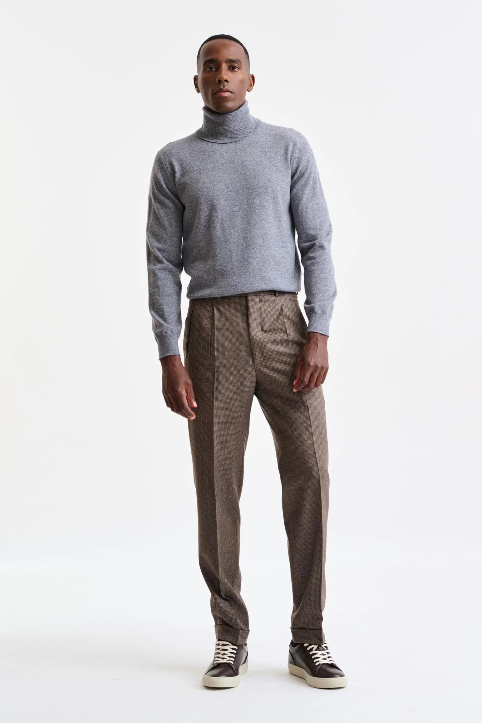 Check Brown 100% Wool Farley Trousers Freestyle - Image 2