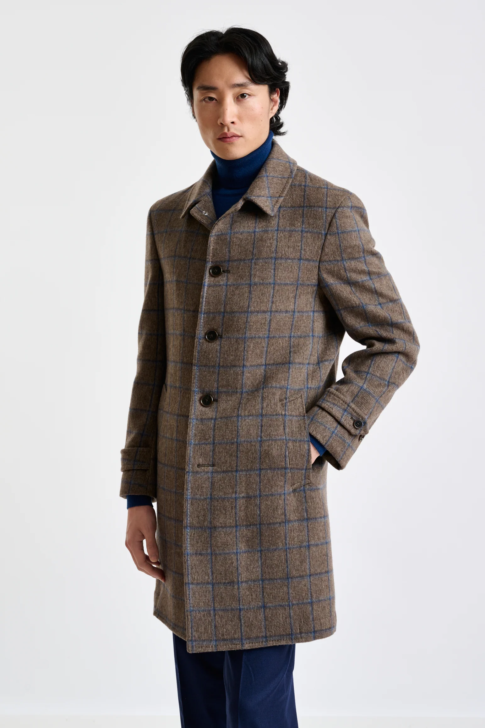 Brown Check Wool Leeds Coat