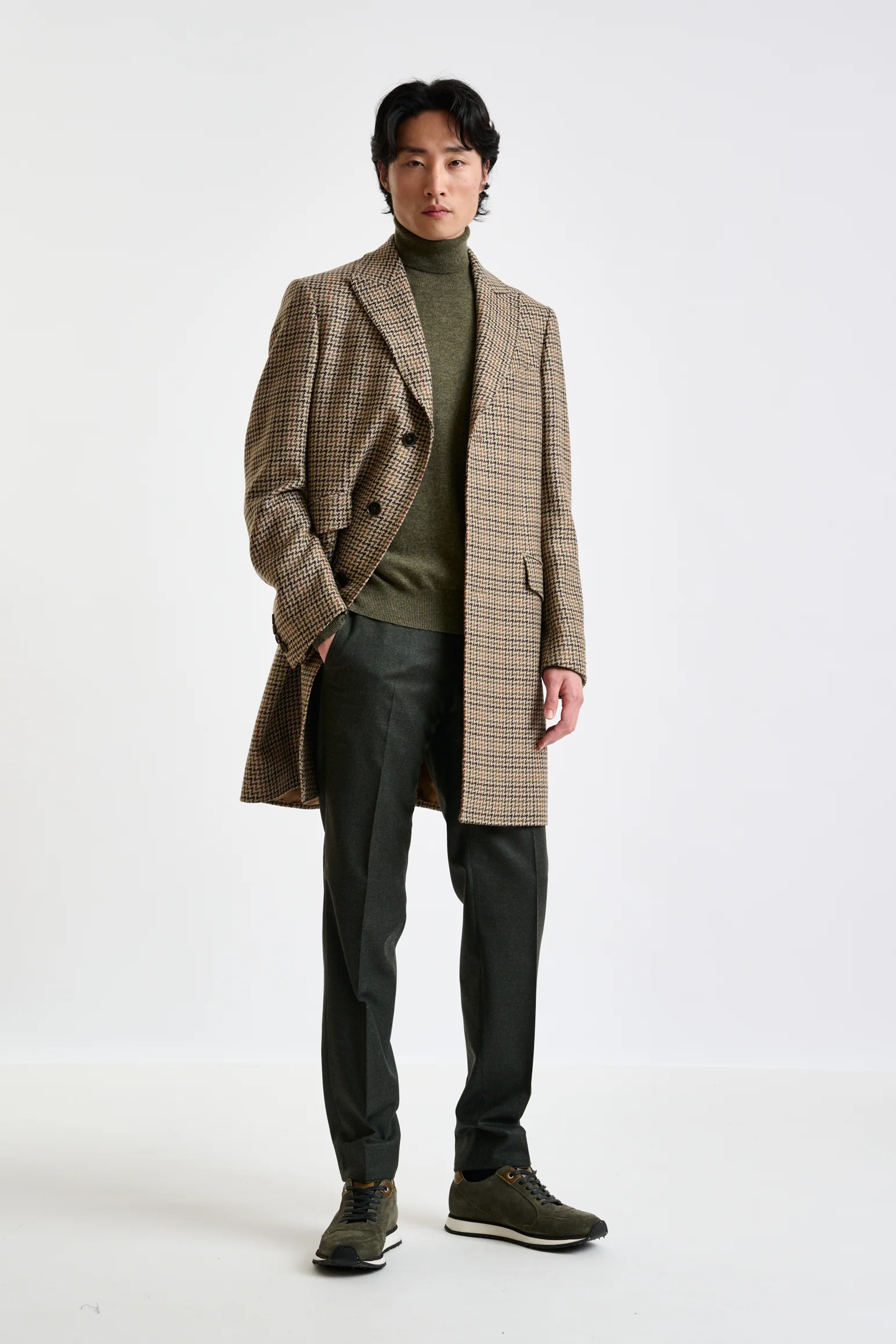Brown Check Wool Tailored Overcoat - Image 2