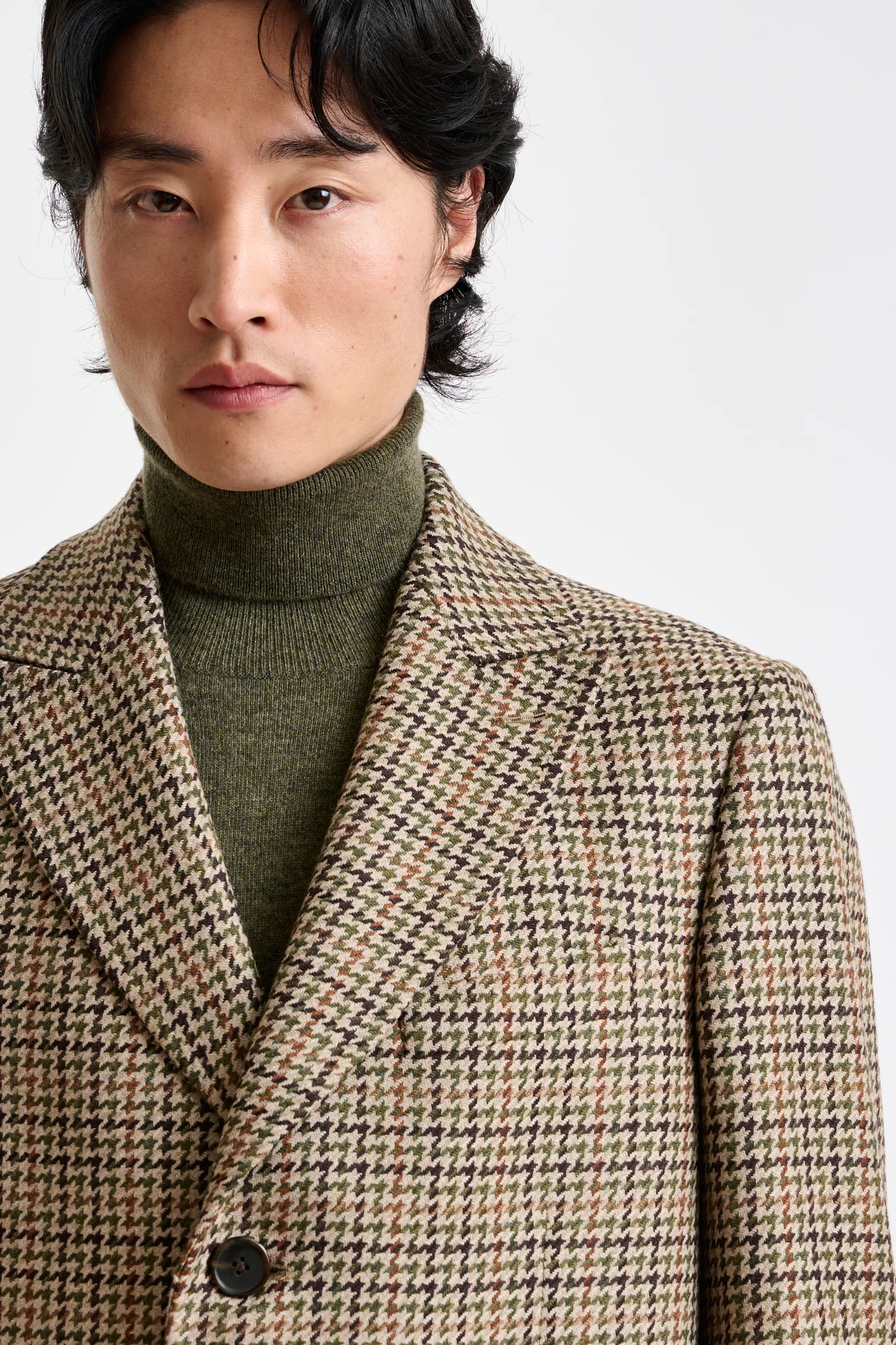 Brown Check Wool Tailored Overcoat - Image 4