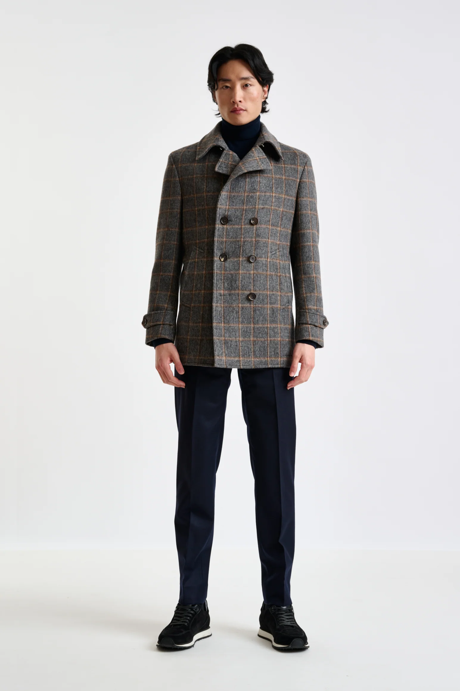Grey Check Wool Nelson Peacoat - Image 4