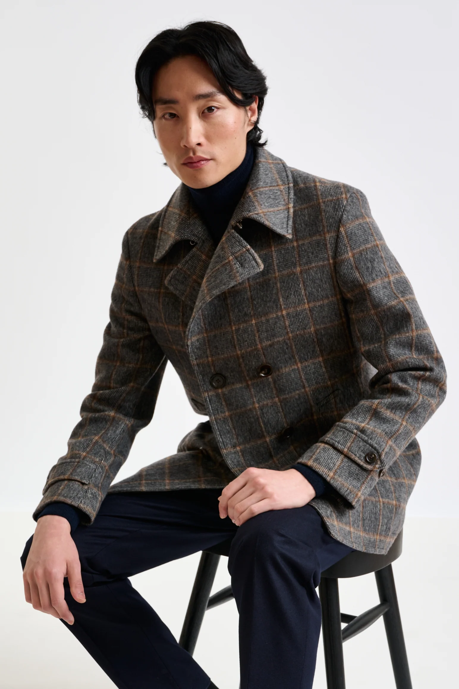 Grey Check Wool Nelson Peacoat - Image 8