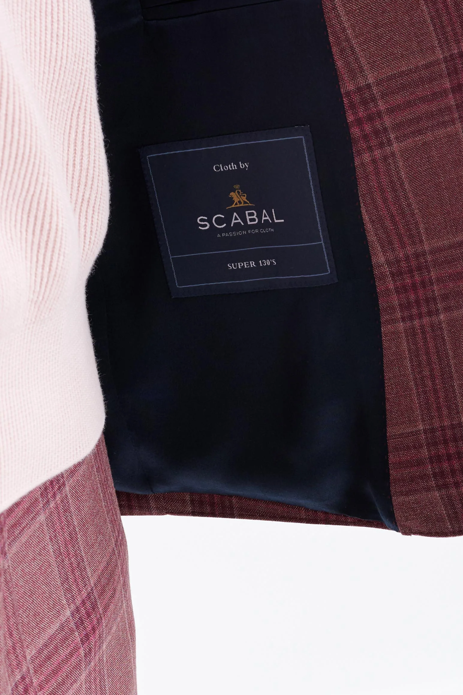 Pink Check Burgundy Super 130's Wool Soho Jacket Mosaic - Image 3