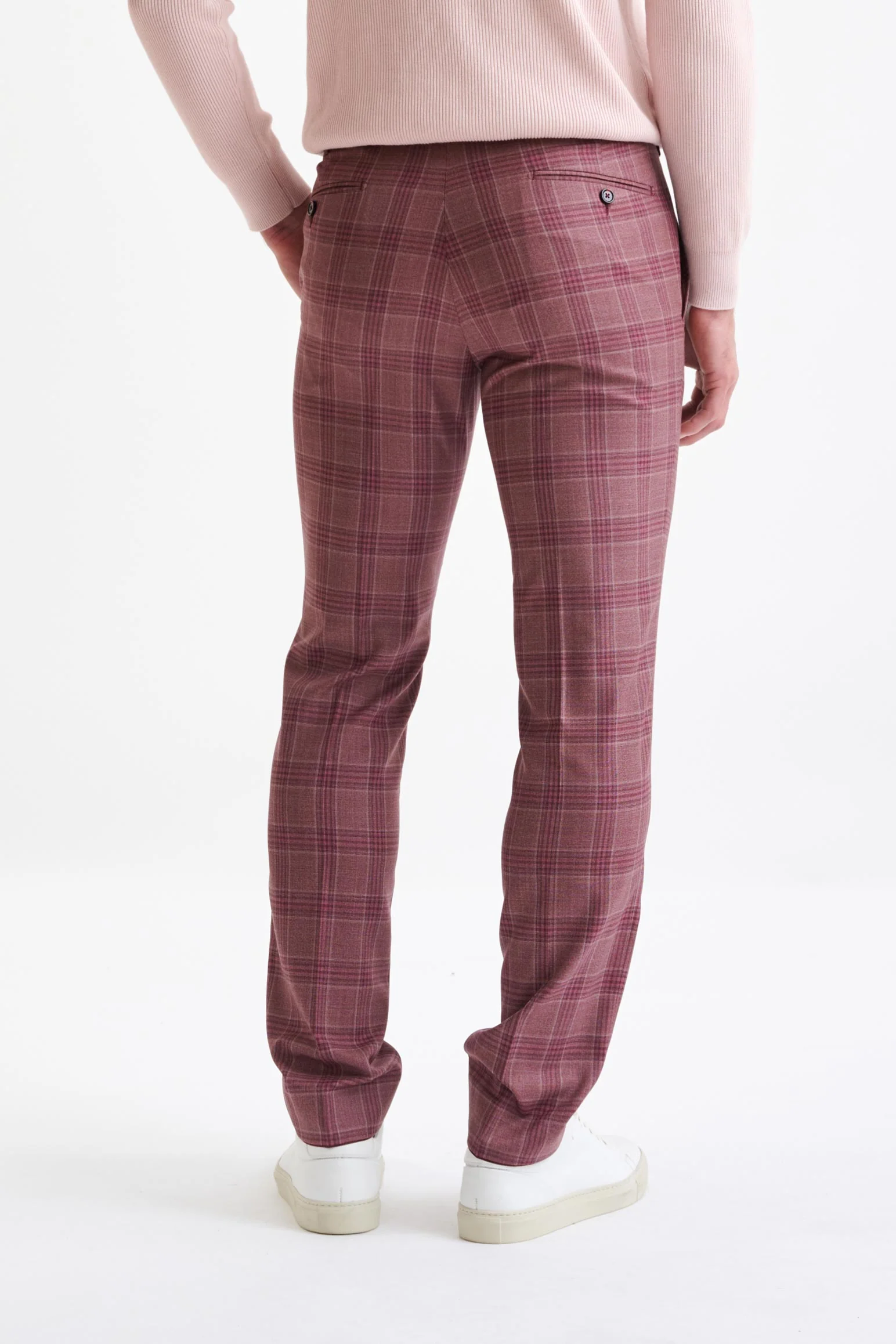 Pink Burgundy Check Super 130's Wool Soho Suit Mosaic - Image 10