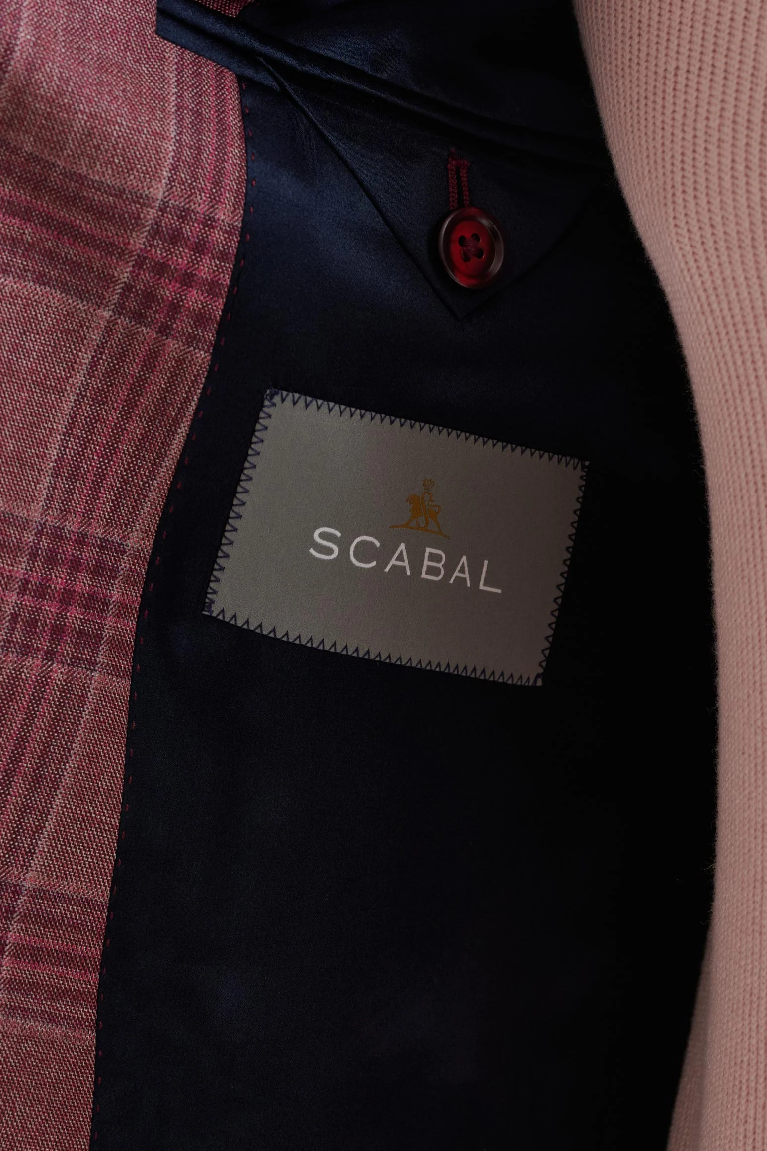 Pink Burgundy Check Super 130's Wool Soho Suit Mosaic - Image 4