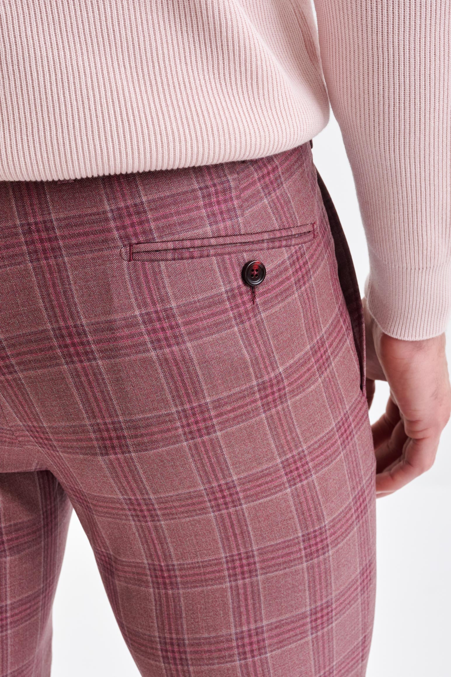 Pink Burgundy Check Super 130's Wool Soho Suit Mosaic - Image 9
