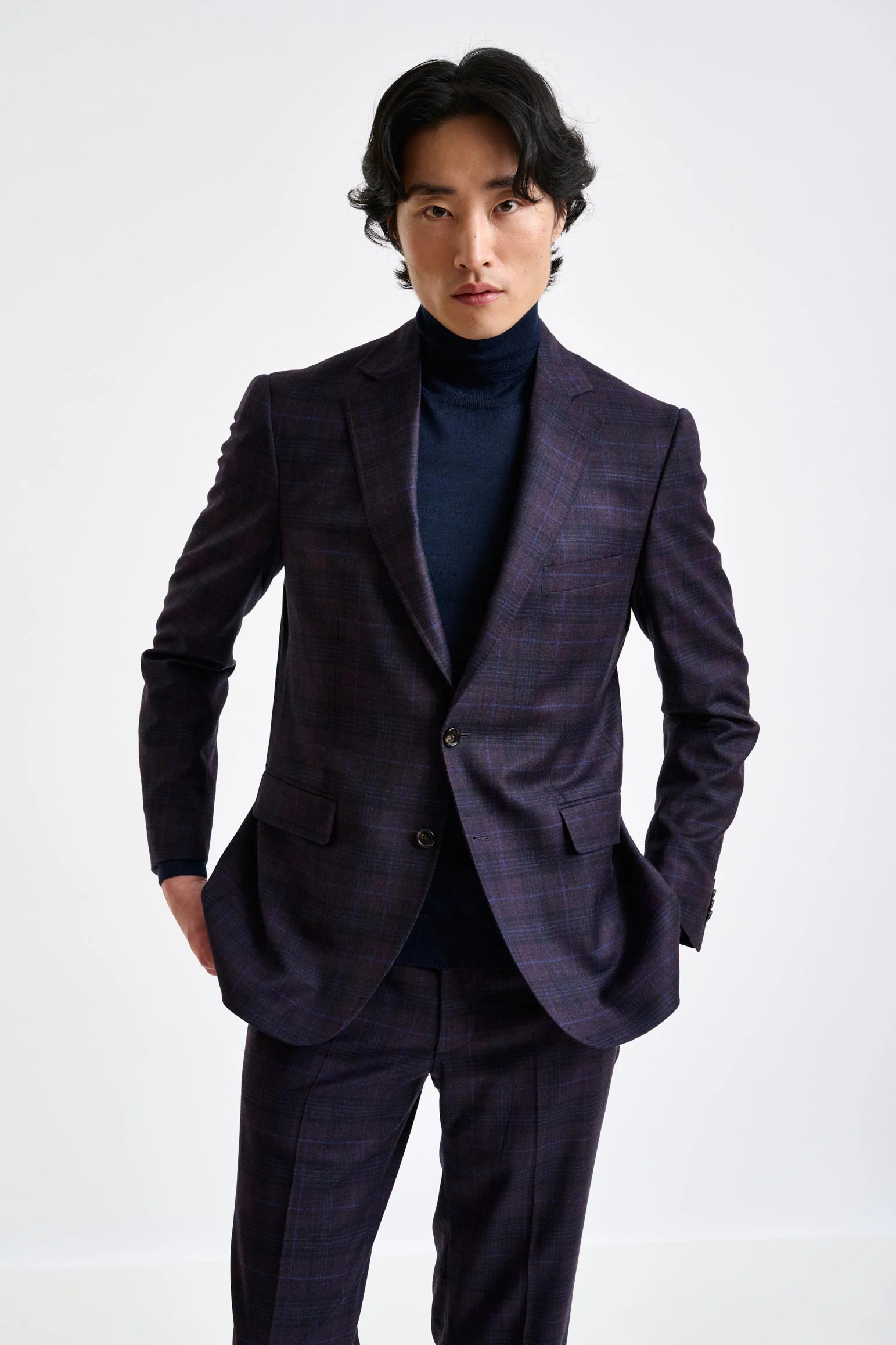 Purple Check Super 130's Wool Soho Jacket Hybrid