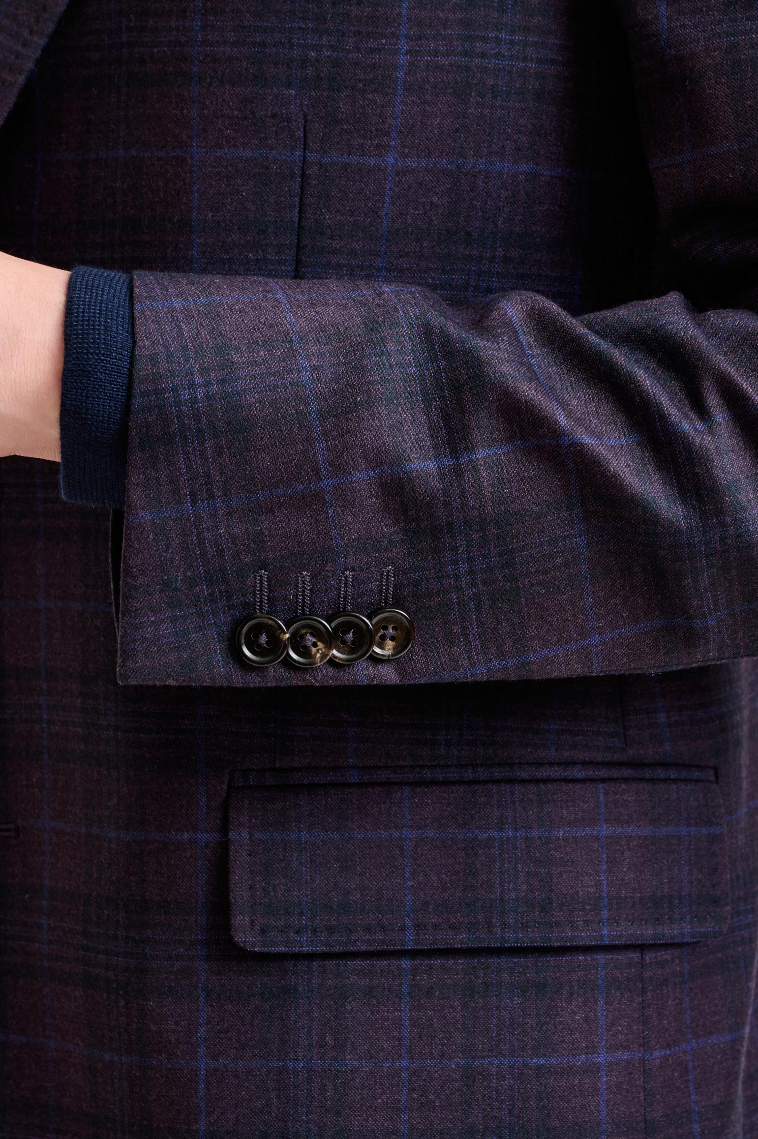 Purple Check Super 130's Wool Soho Jacket Hybrid - Image 2