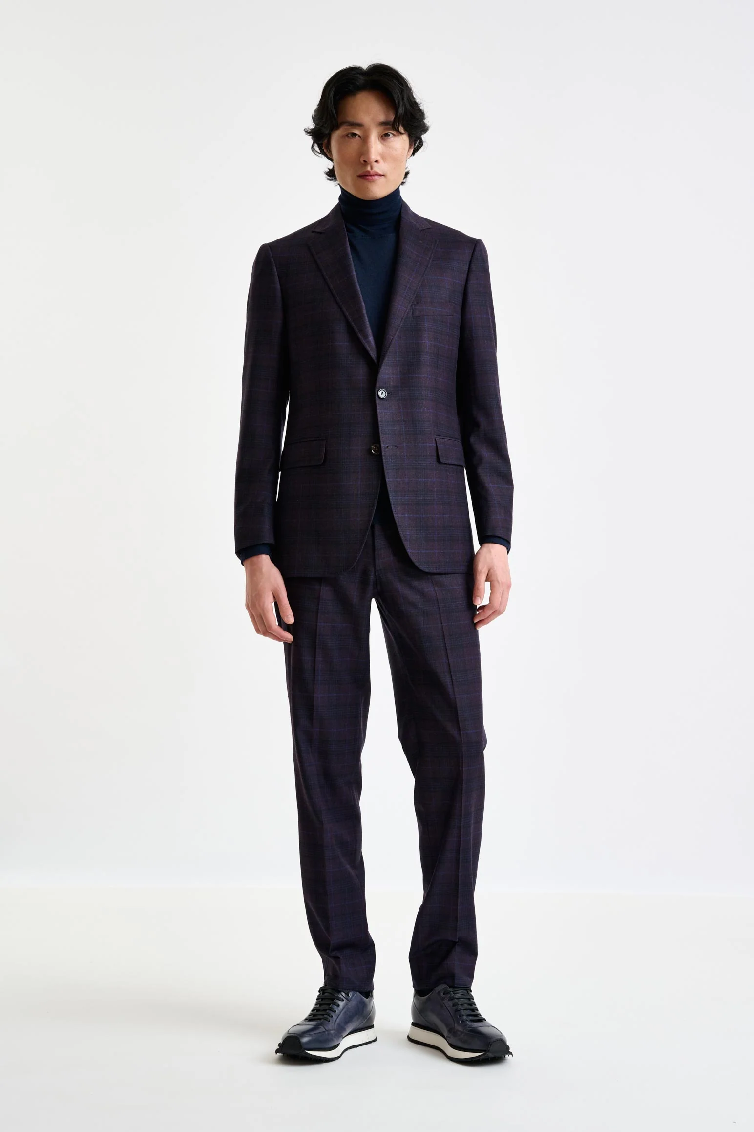 Purple Check Super 130's Wool Soho Jacket Hybrid - Image 6
