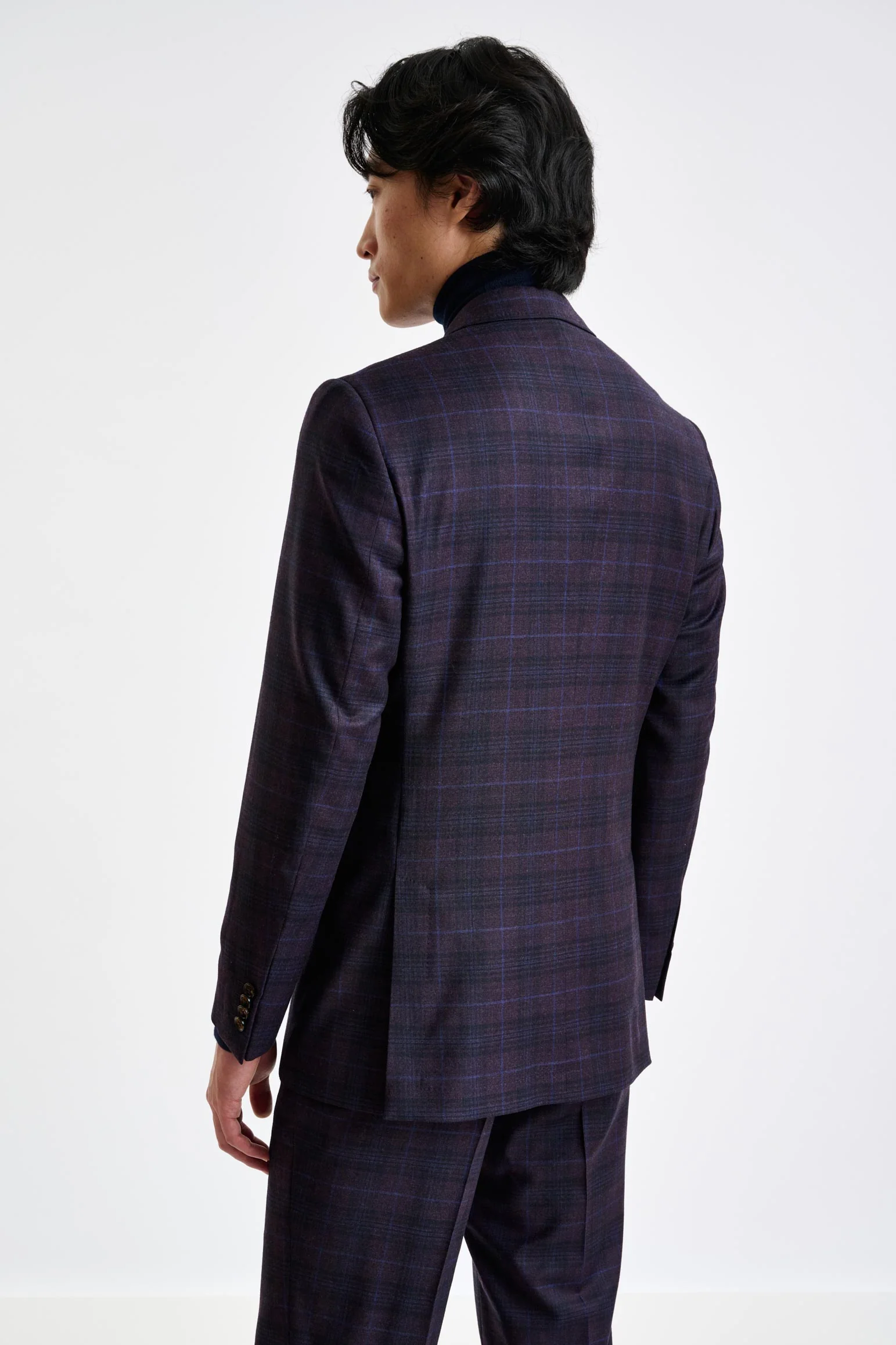 Purple Check Super 130's Wool Soho Jacket Hybrid - Image 7