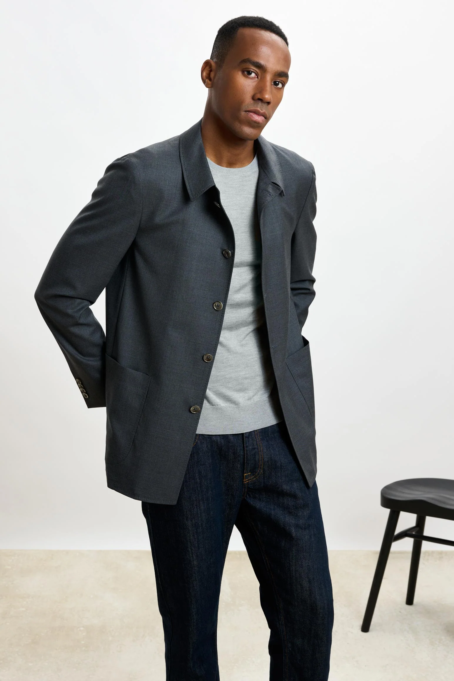 Grey Chelsea Eton Shirt Jacket - Image 10