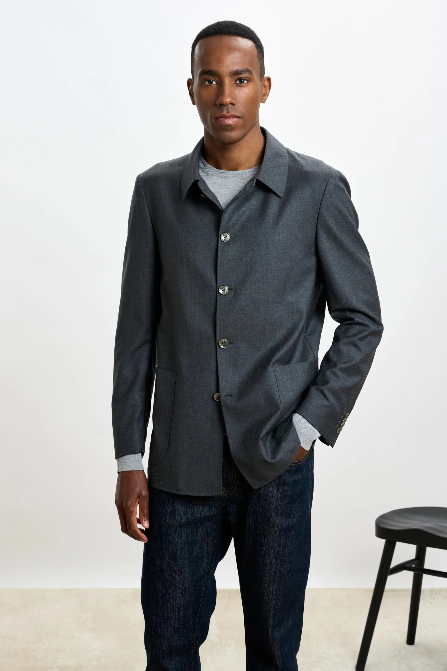 Grey Chelsea Eton Shirt Jacket - Image 7