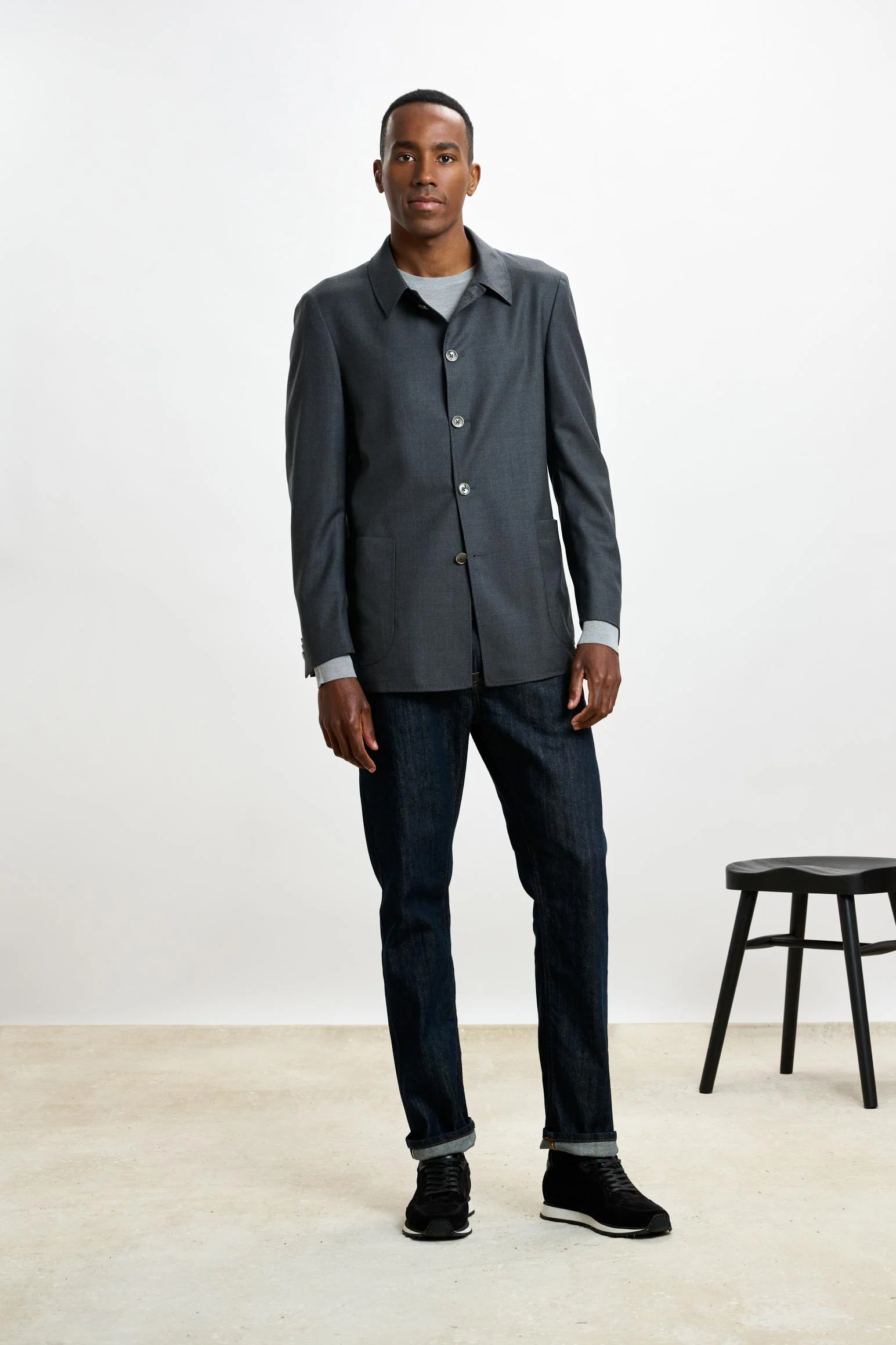 Grey Chelsea Eton Shirt Jacket - Image 8