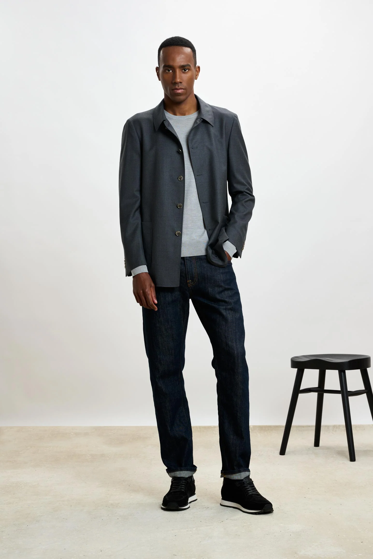 Grey Chelsea Eton Shirt Jacket - Image 9