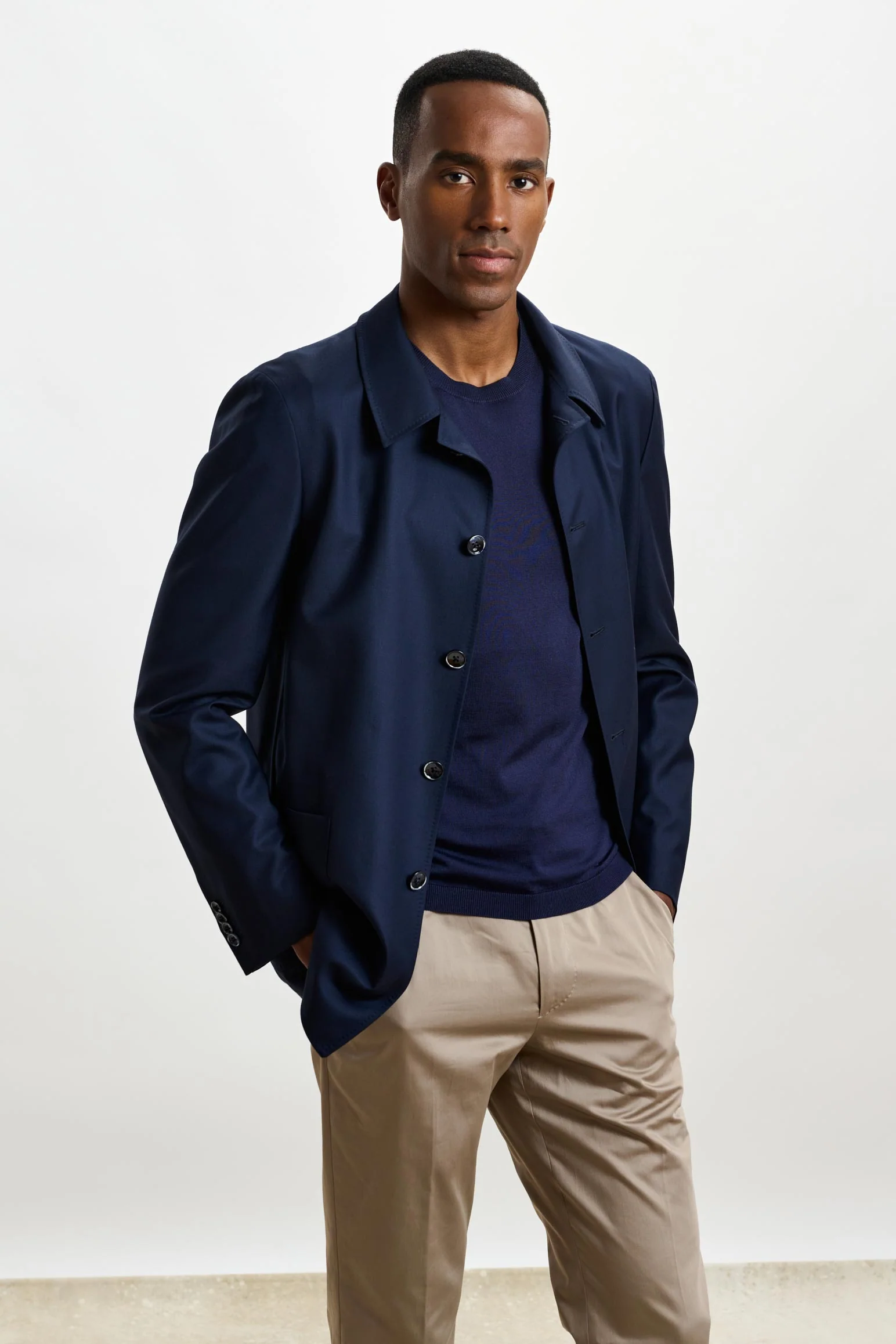 Navy Chelsea Eton Shirt Jacket
