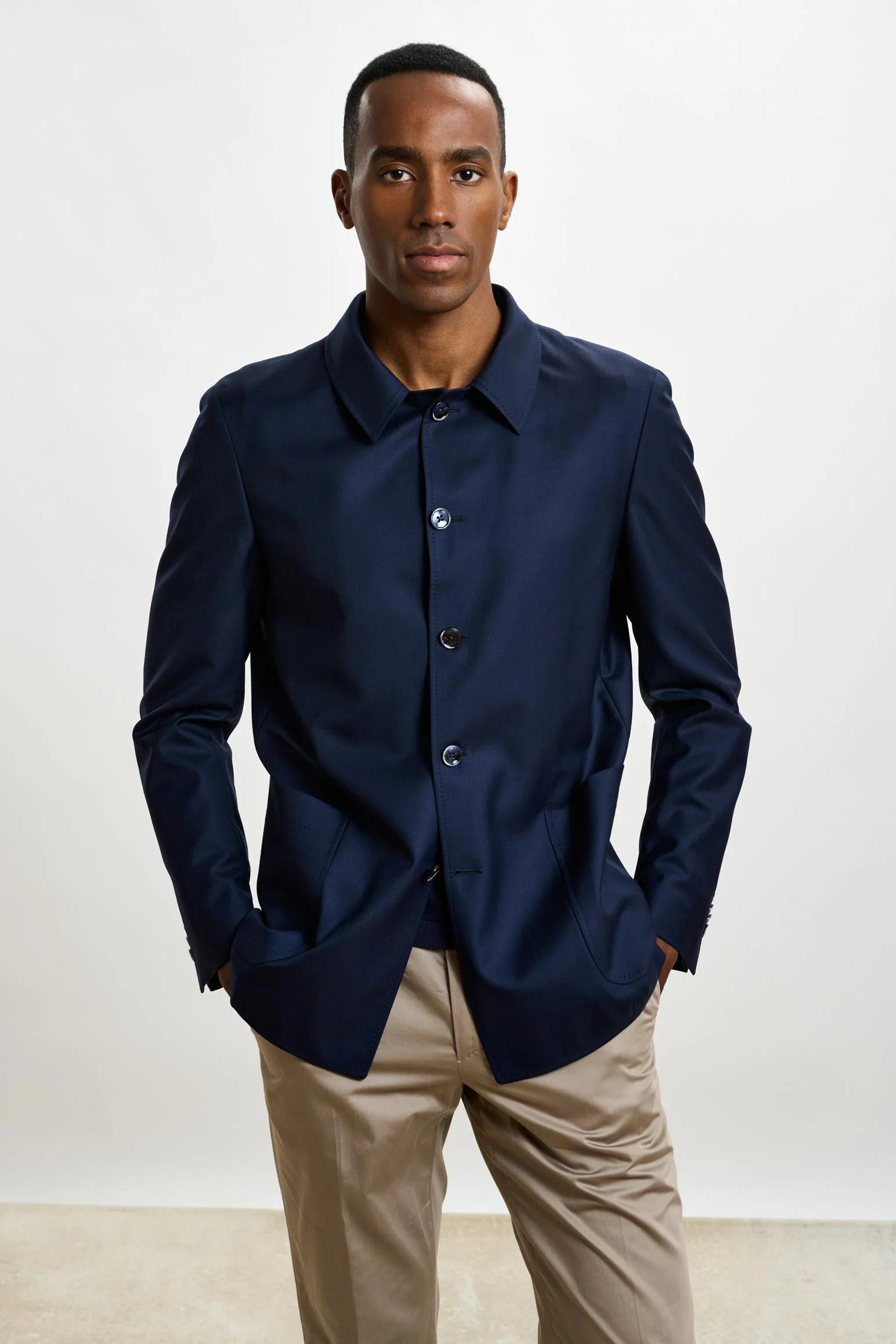Navy Chelsea Eton Shirt Jacket - Image 7