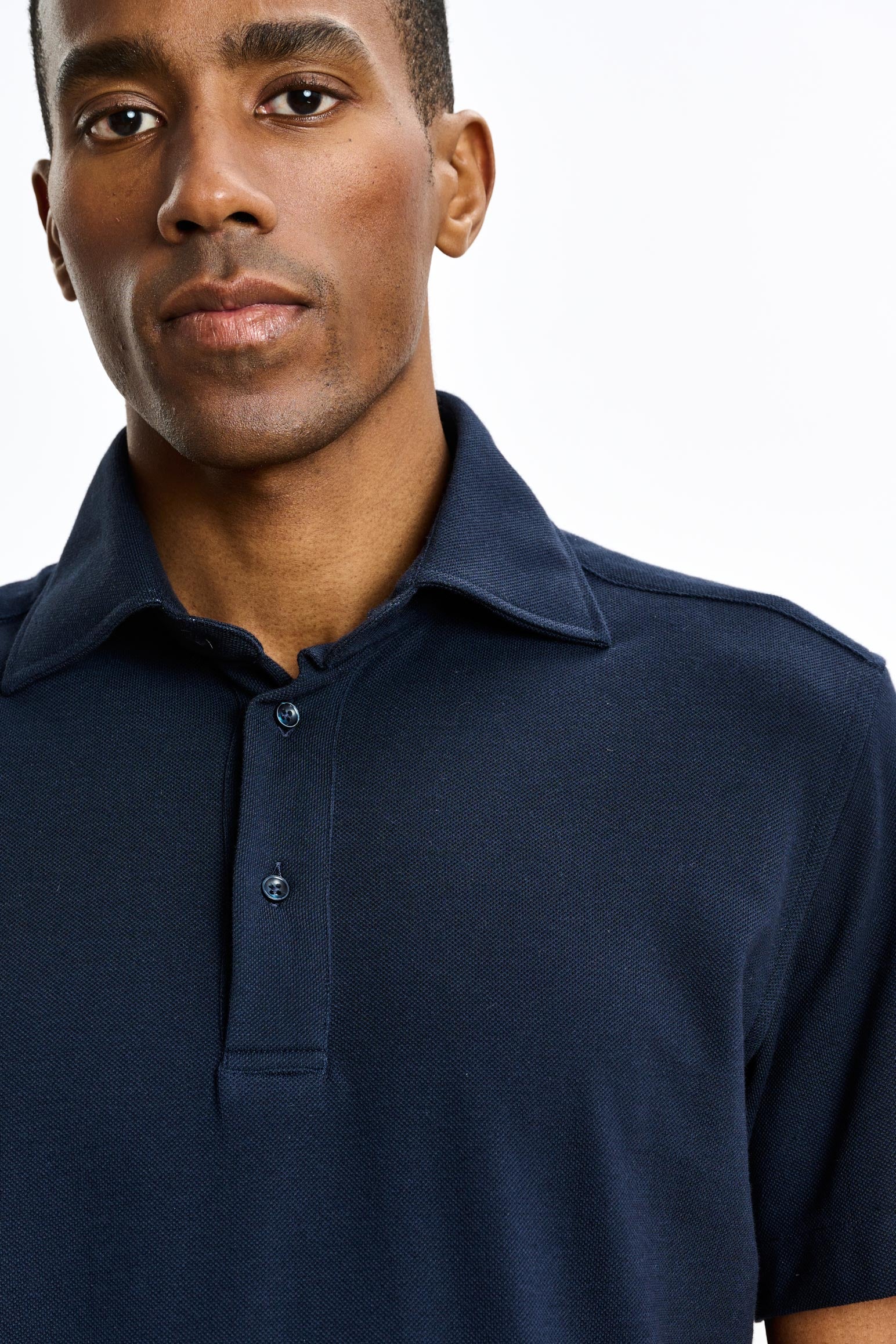 Navy Cotton Piquet Polo Shirt - Image 3