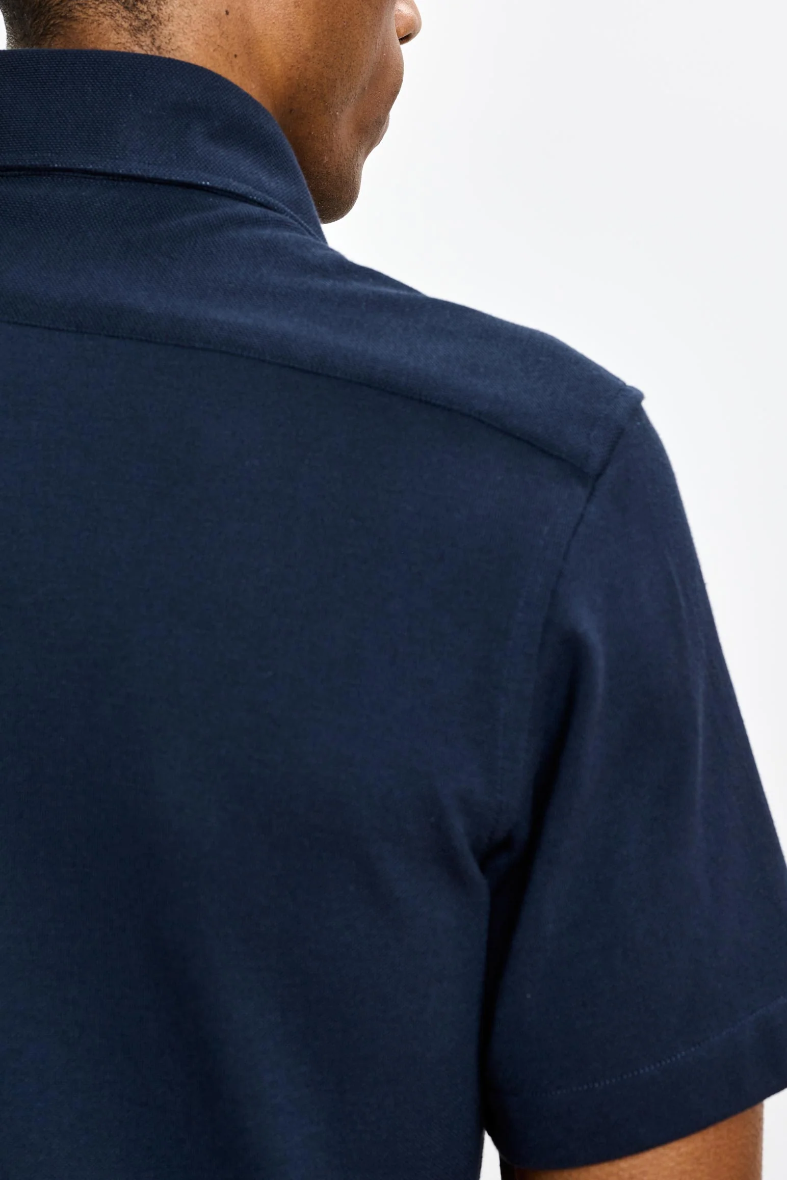 Navy Cotton Piquet Polo Shirt - Image 5