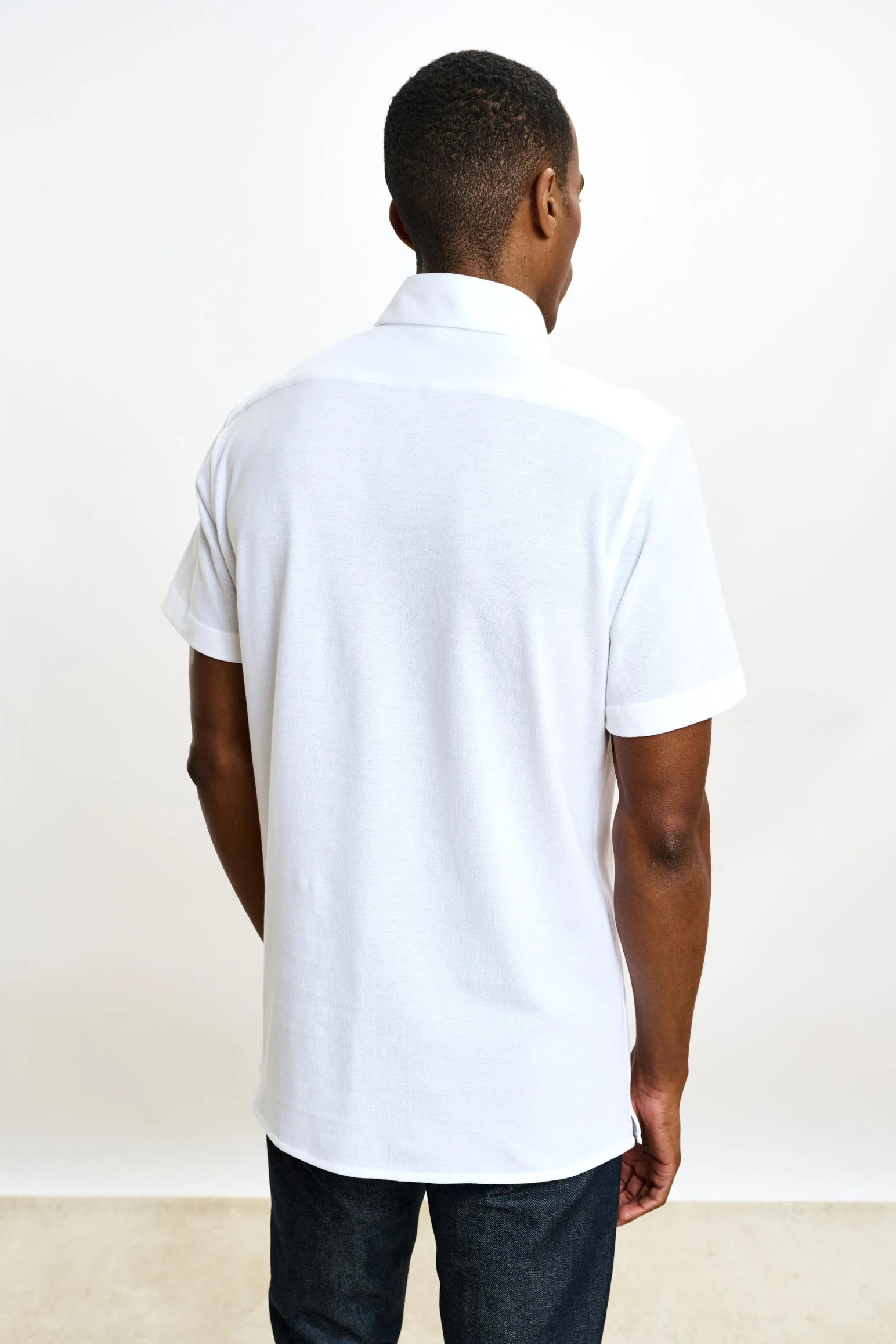 White Cotton Piquet Polo Shirt - Image 3