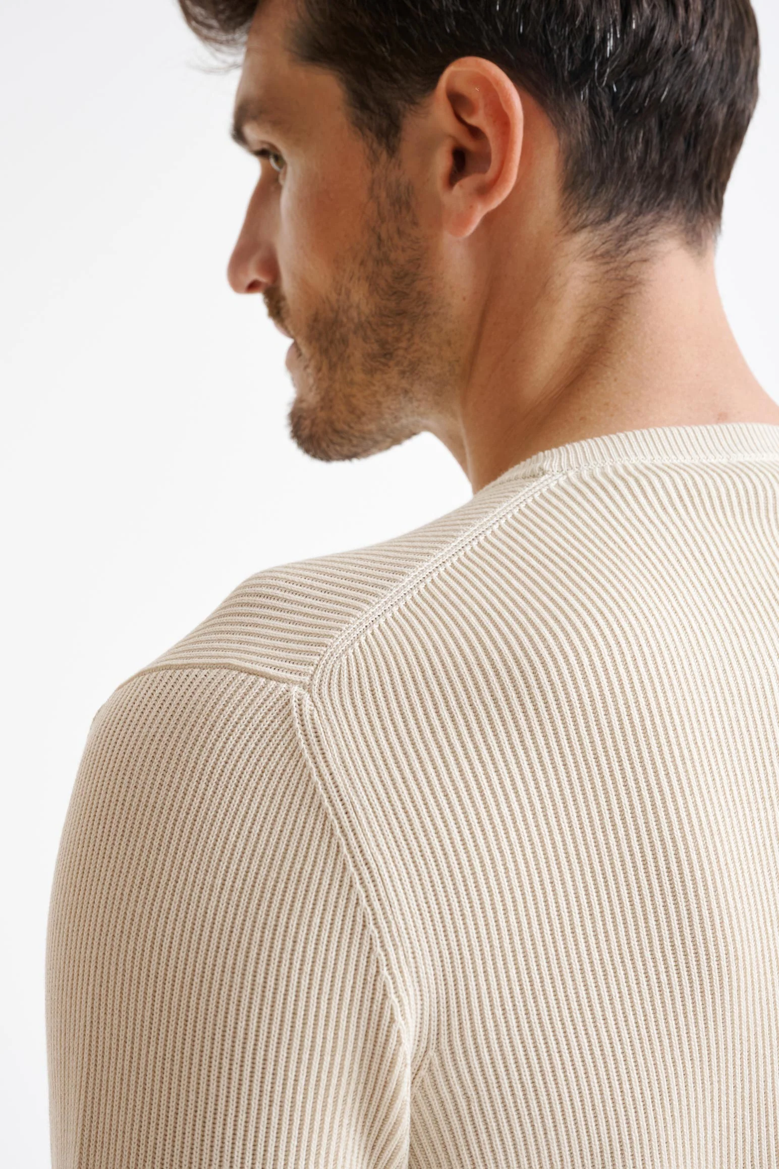 Cream 100% Cotton Rib Harrow Knitwear - Image 3