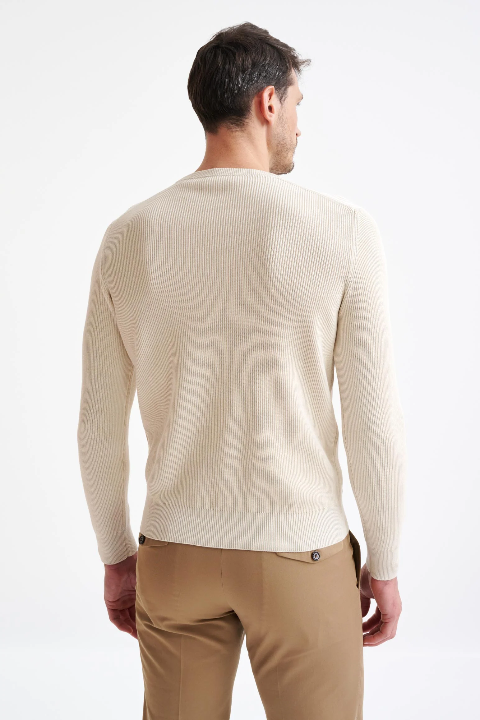 Cream 100% Cotton Rib Harrow Knitwear - Image 4