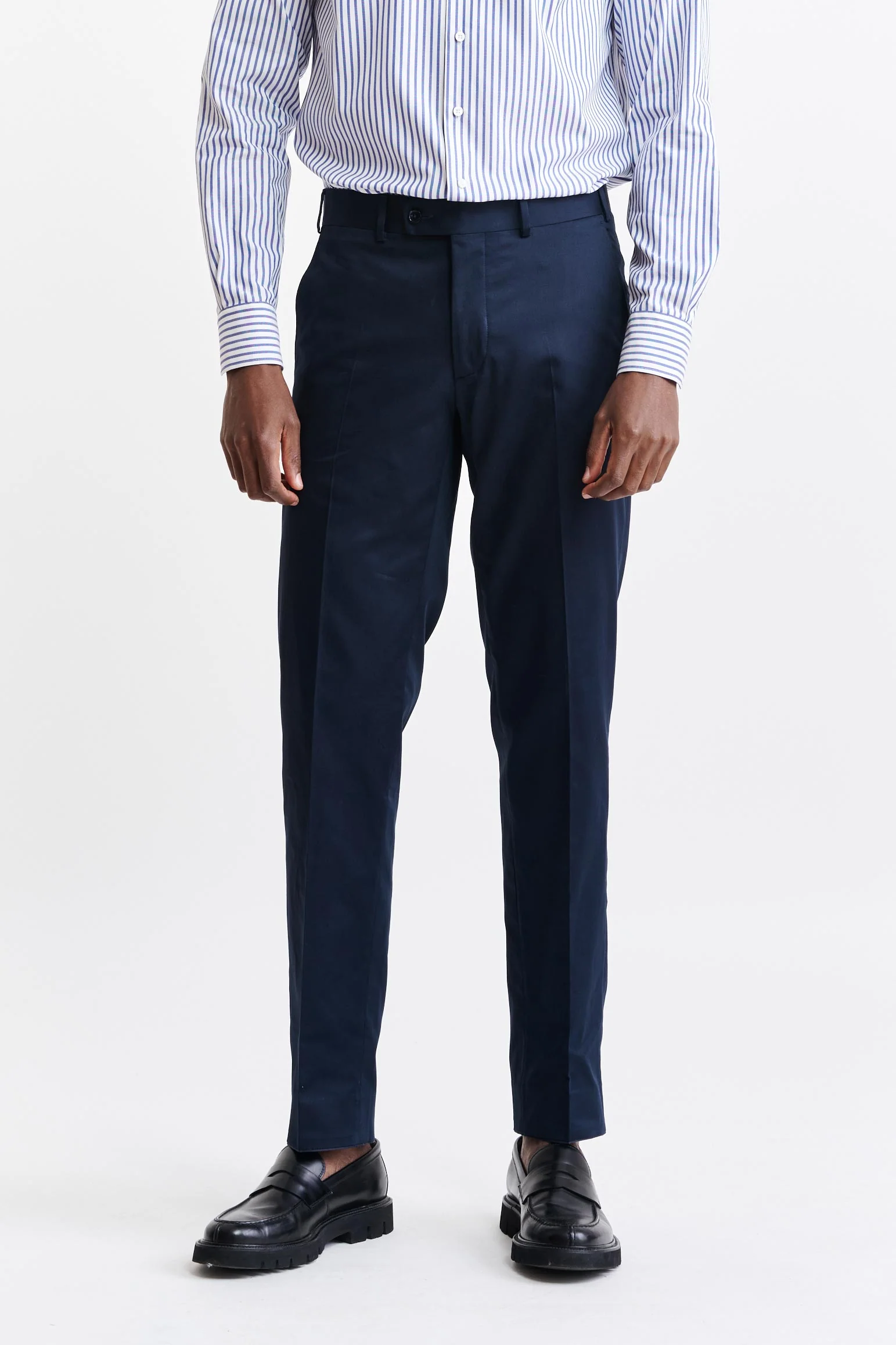 Dark Blue 100% Cotton Farley Trousers Cashmere Cotton