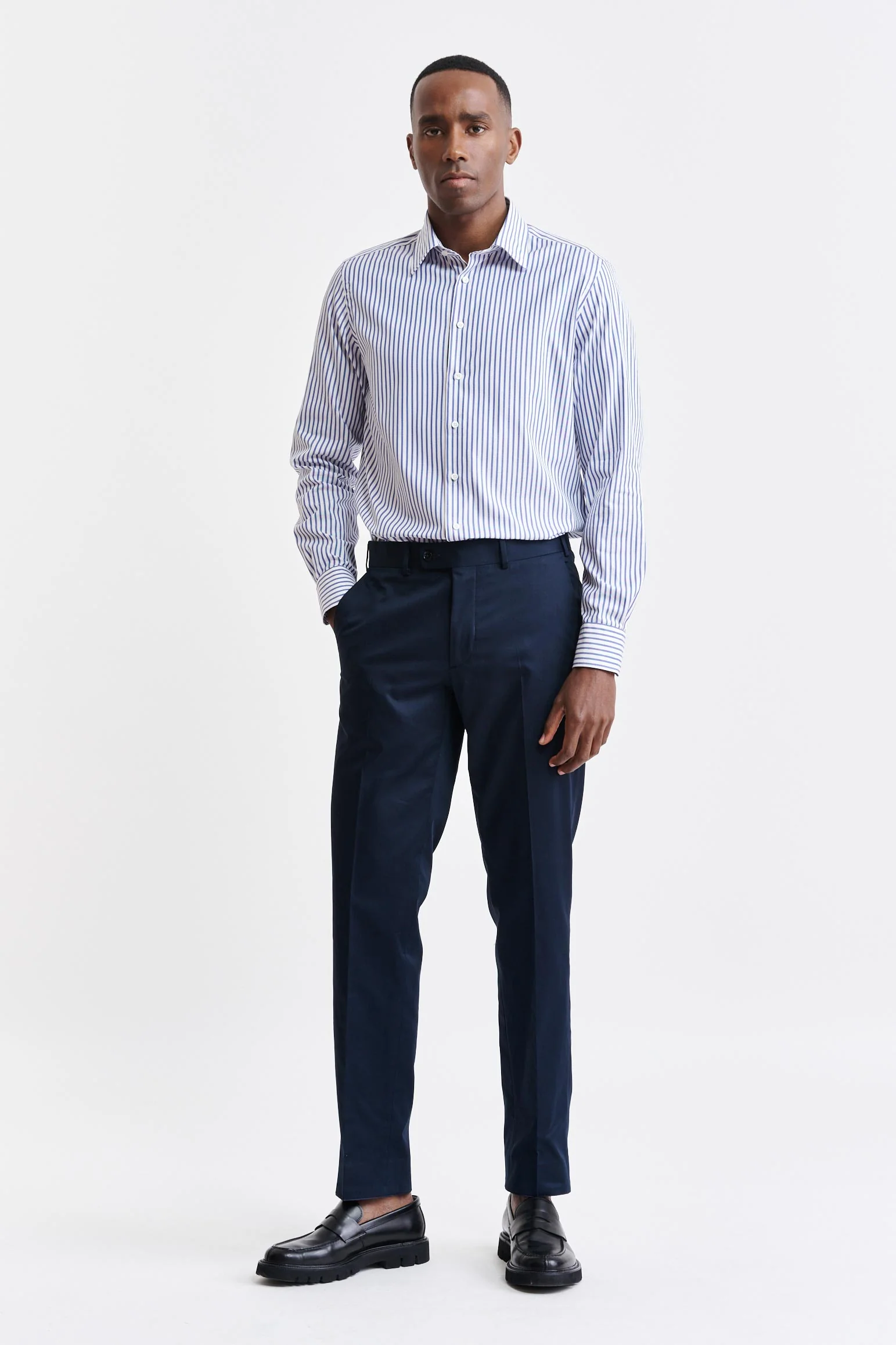 Dark Blue 100% Cotton Farley Trousers Cashmere Cotton - Image 2